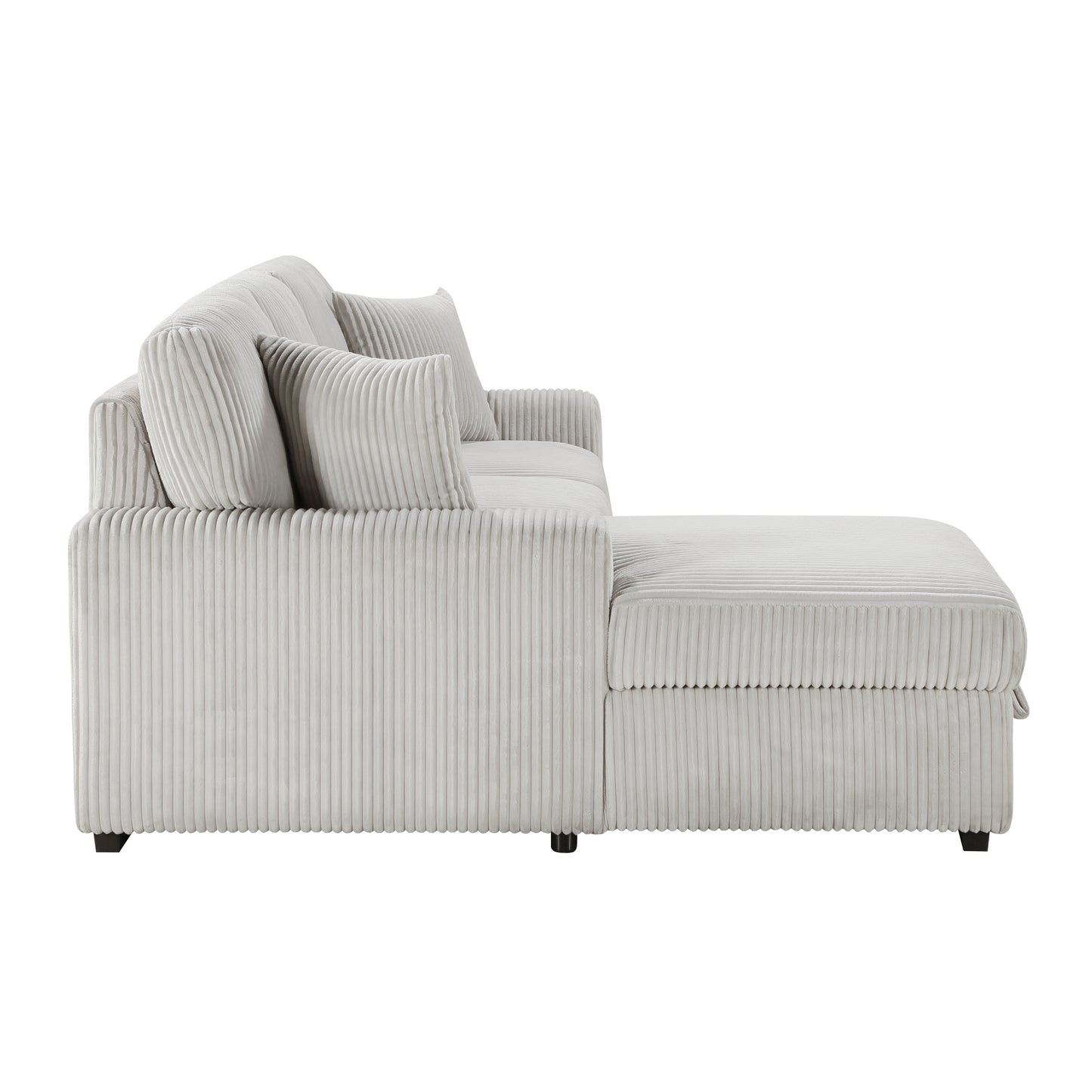 Homelegance Marsh 2-Piece Sectional Sofa in Moonbeam with Storage and Bed 9633MNB-2LC2R