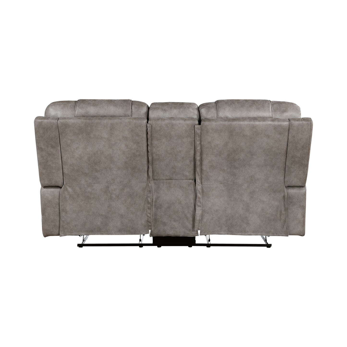 Homelegance Oberon Grayish Brown Reclining Loveseat with Center Console 9634GBR-2