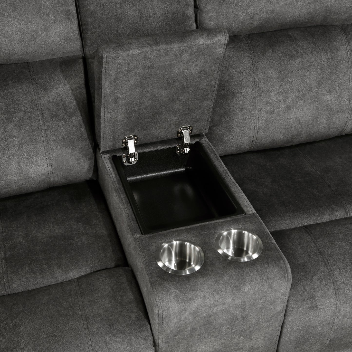 Homelegance Yates Brownish Gray Reclining Loveseat with Center Console 9635DG-2