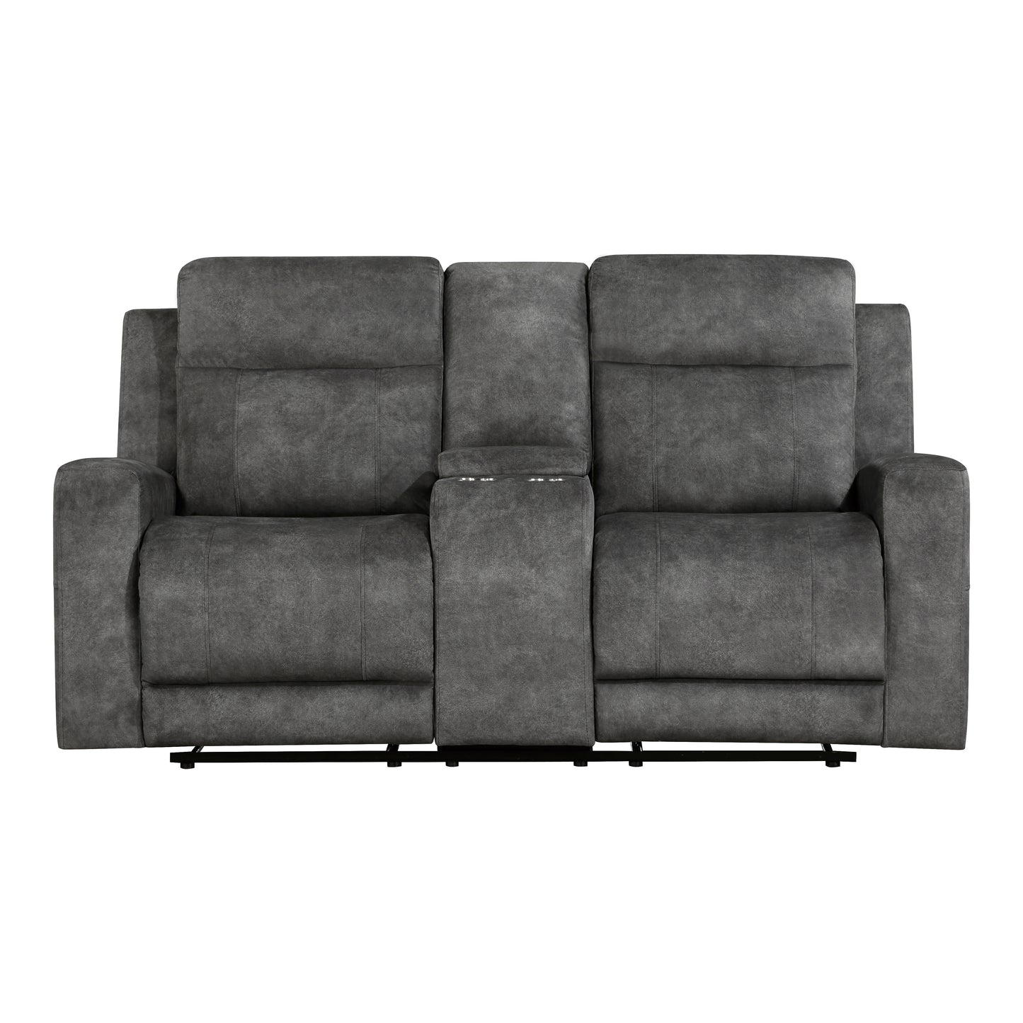 Homelegance Yates Brownish Gray Reclining Loveseat with Center Console 9635DG-2