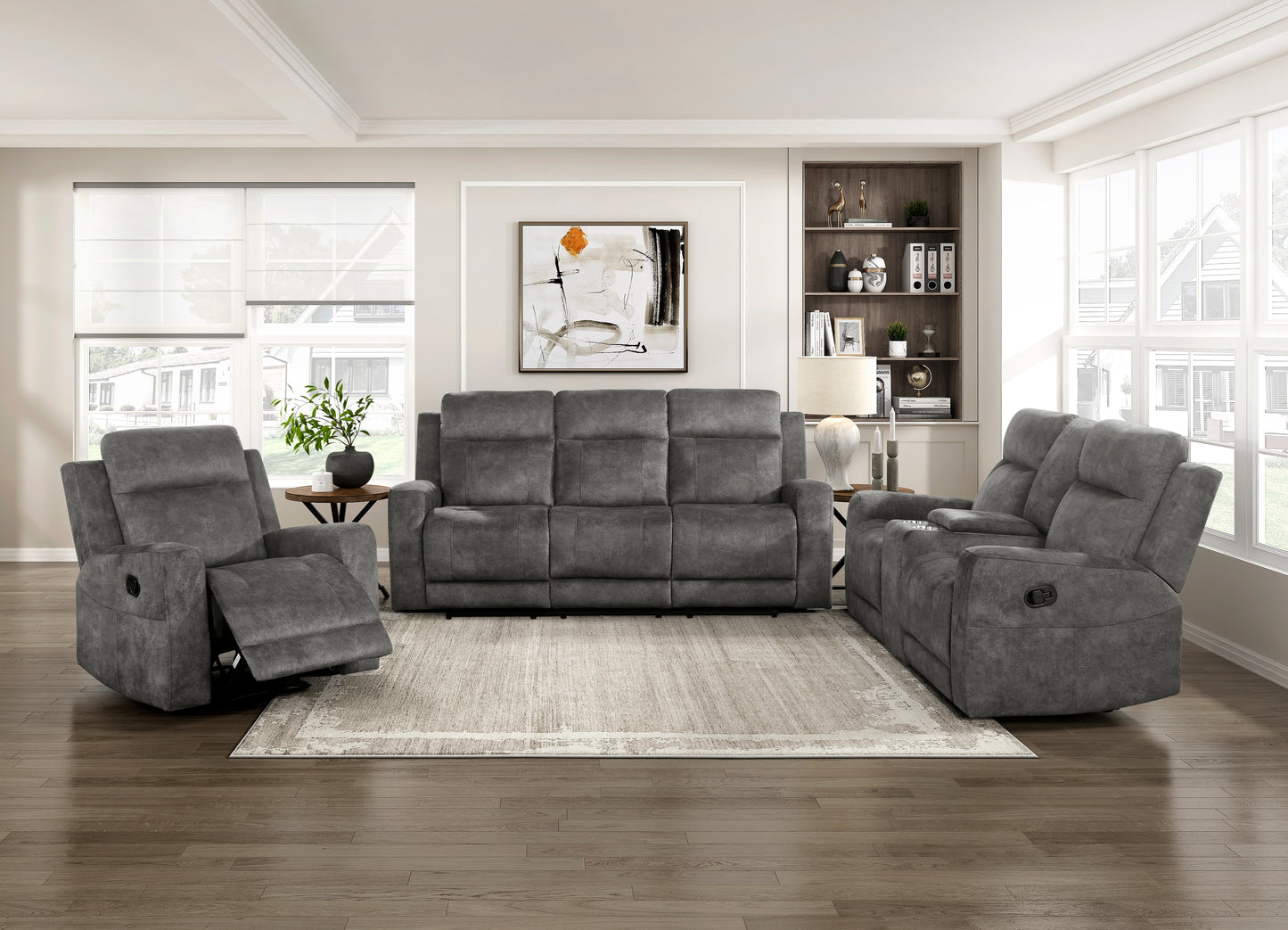 Homelegance Yates Reclining Chair in Brownish Gray Textured Microfiber 9635DG-1