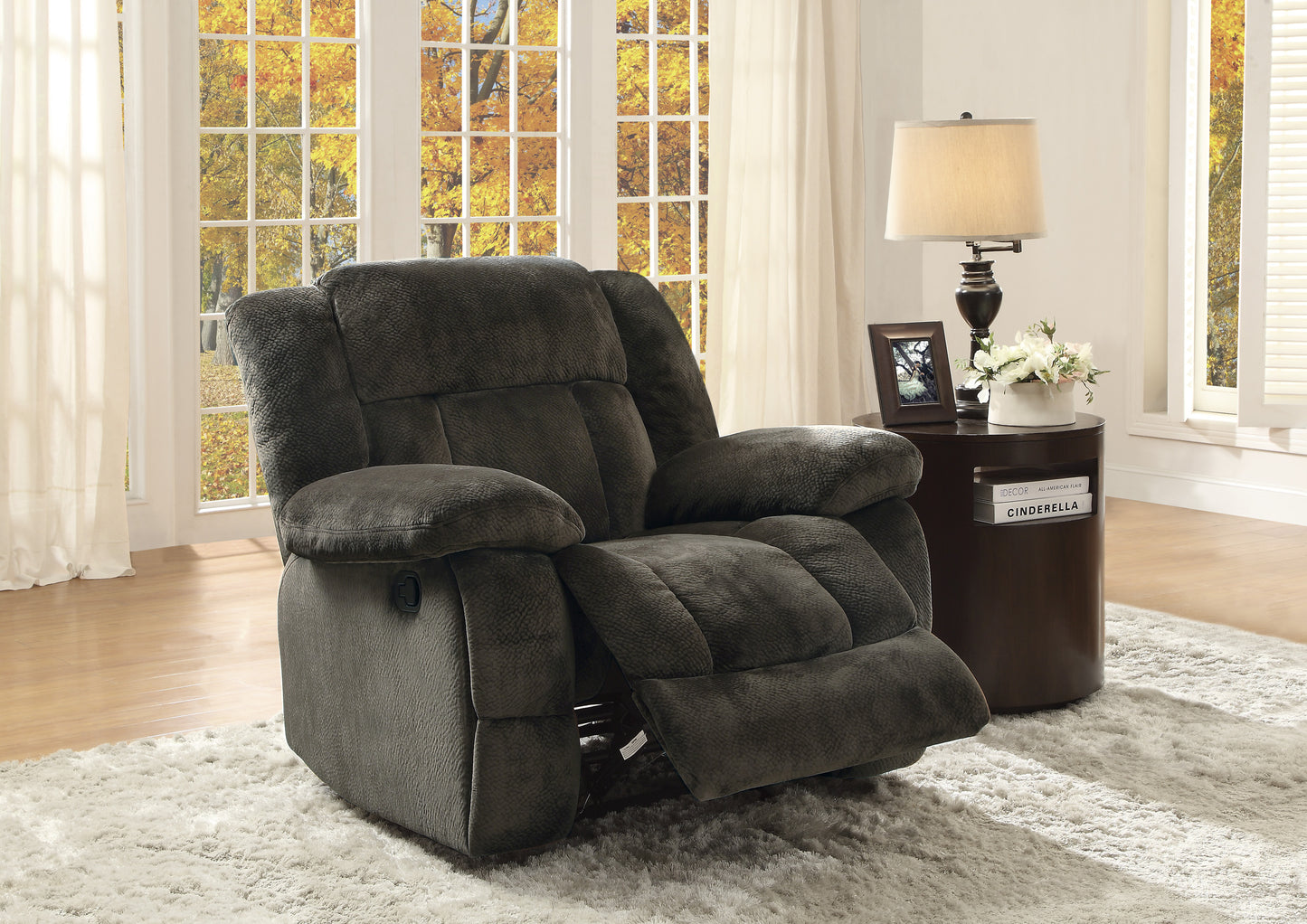 Homelegance Laurelton Glider Recliner Chair in Chocolate Microfiber 9636-1