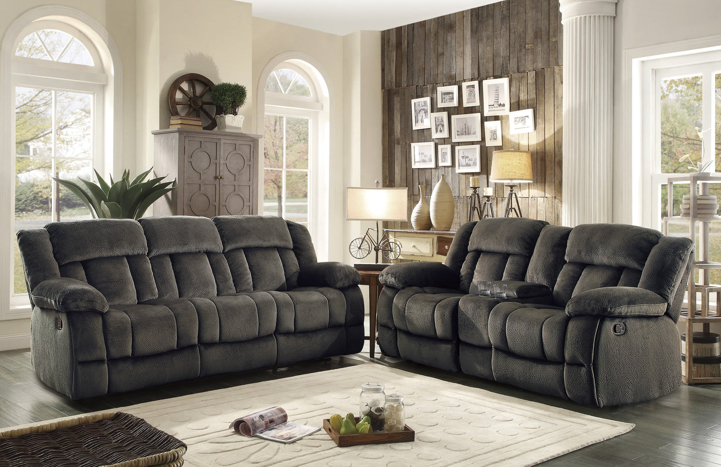 Homelegance Laurelton Sectional Sofa in Rich Chocolate Textured Plush 9636-3