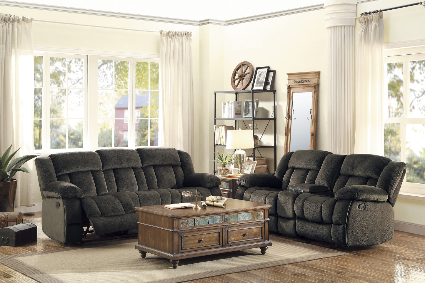 Homelegance Laurelton Sectional Sofa in Rich Chocolate Textured Plush 9636-3