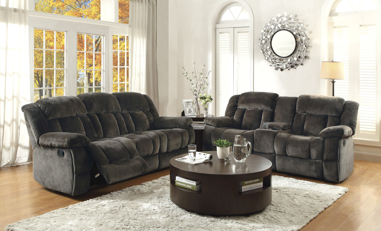Homelegance Laurelton Sectional Sofa in Rich Chocolate Textured Plush 9636-3