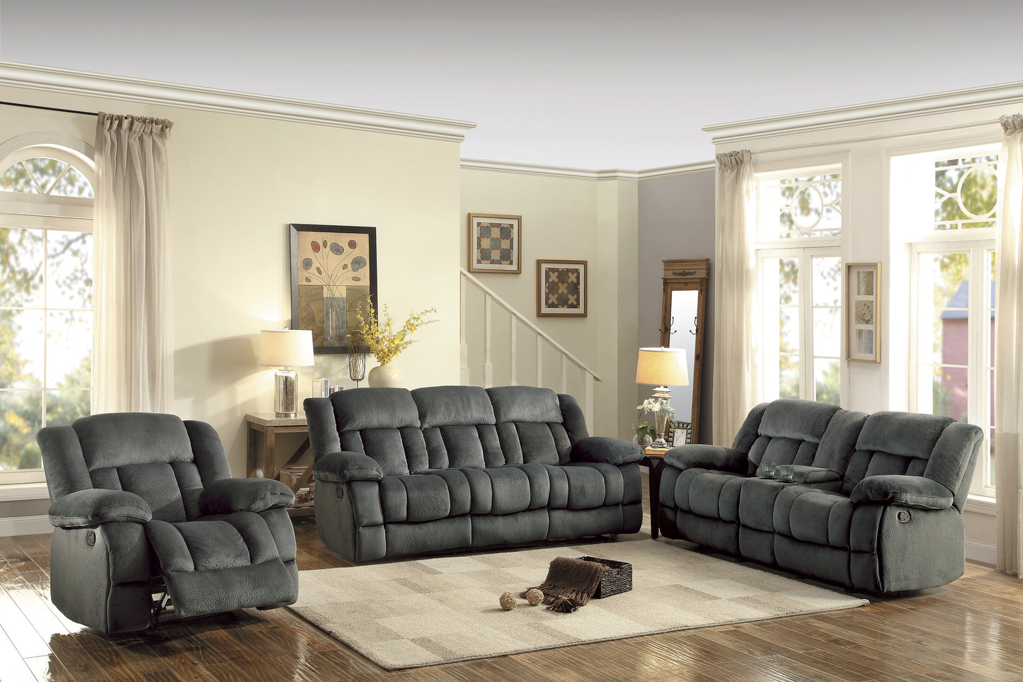 Homelegance Laurelton Glider Recliner Chair in Charcoal Microfiber 9636CC-1