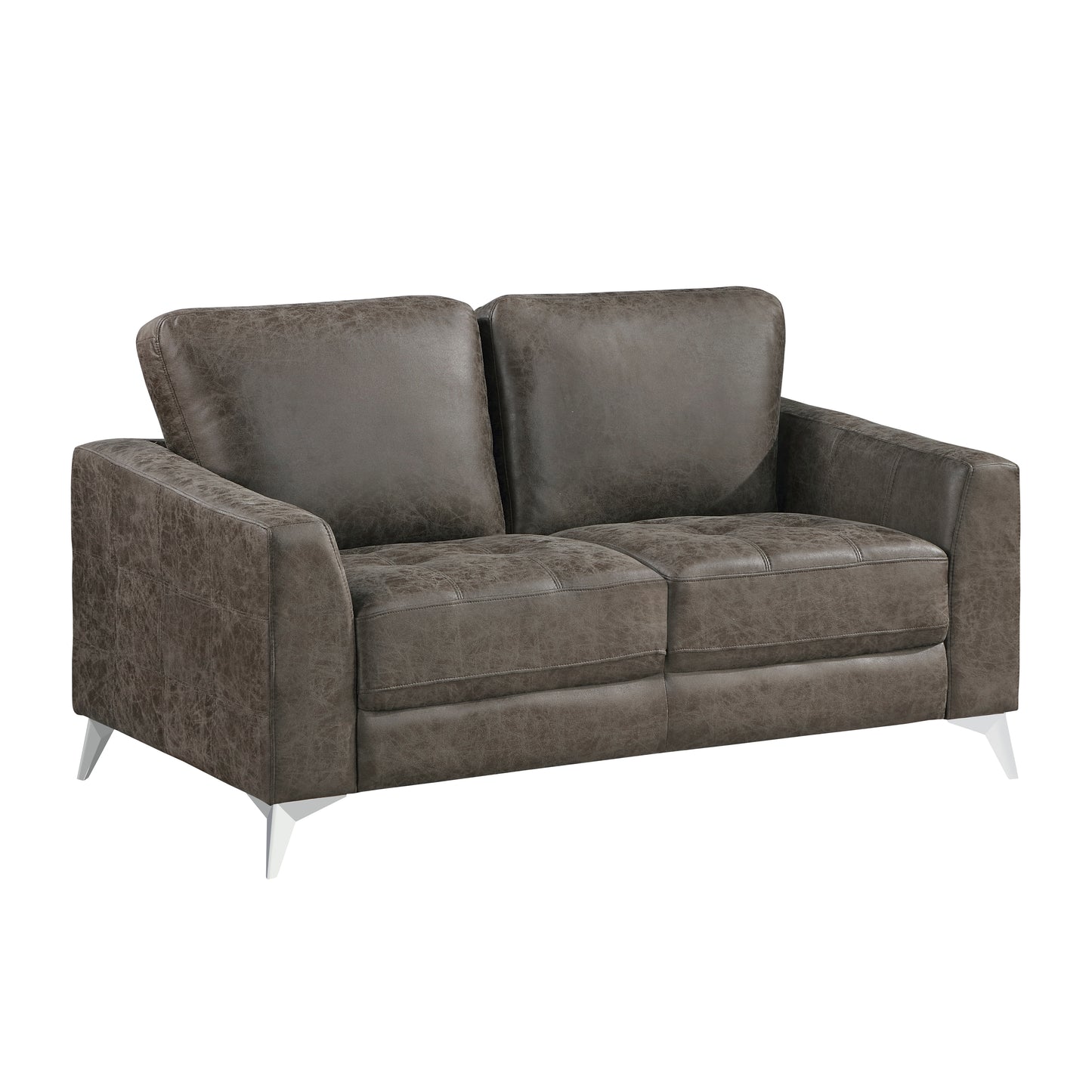 Homelegance Cazon Loveseat in Brownish Gray Polished Microfiber 9637BRG-2