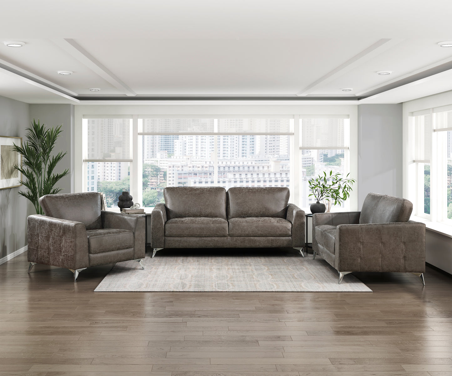Homelegance Cazon Loveseat in Brownish Gray Polished Microfiber 9637BRG-2