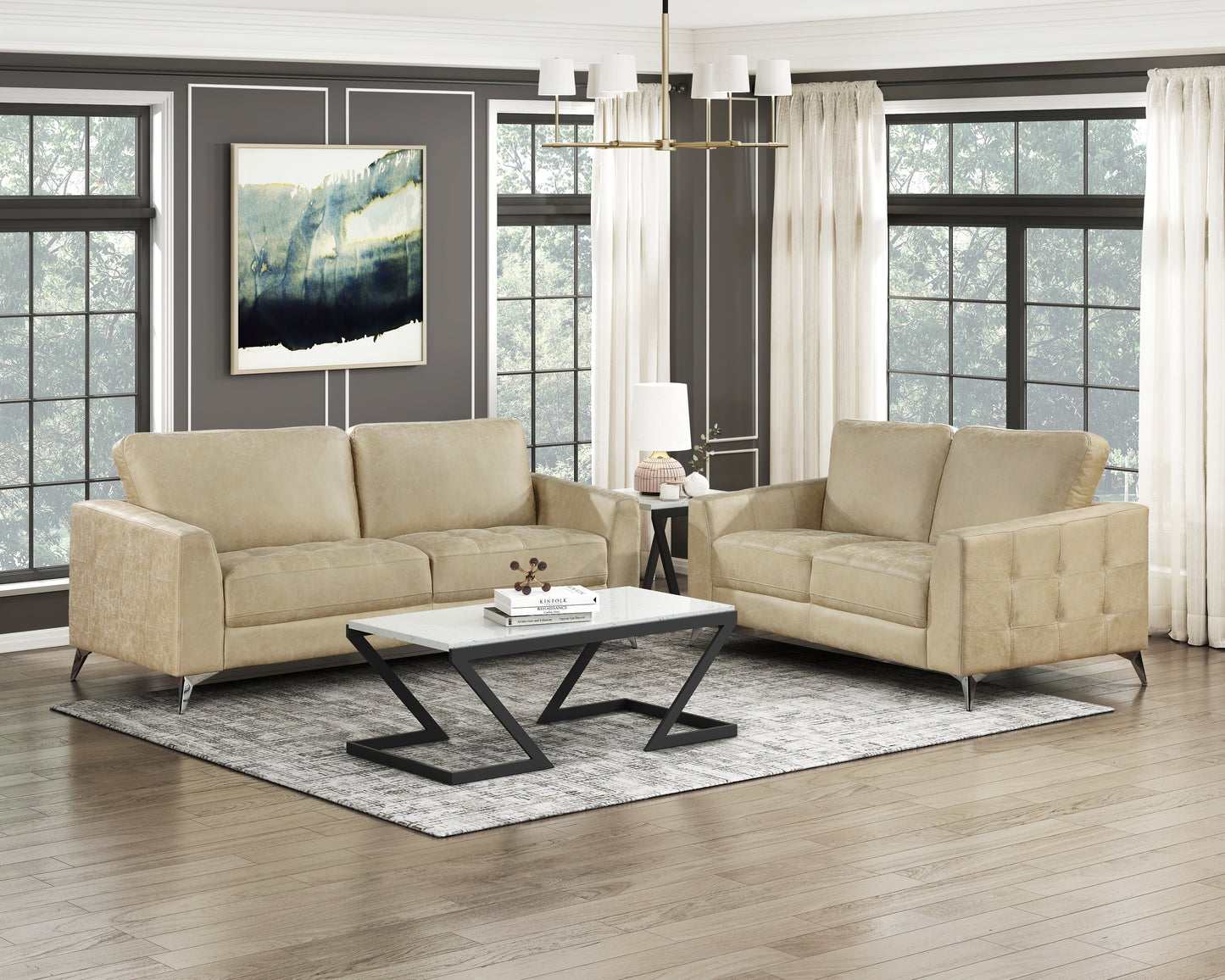 Homelegance Cazon Loveseat in Sand Polished Microfiber 9637SND-2
