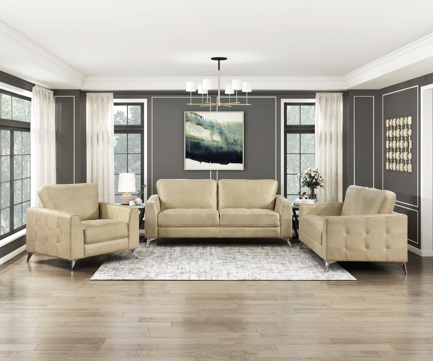 Homelegance Cazon Loveseat in Sand Polished Microfiber 9637SND-2