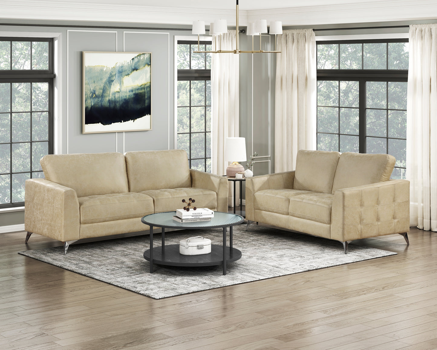 Homelegance Cazon Loveseat in Sand Polished Microfiber 9637SND-2