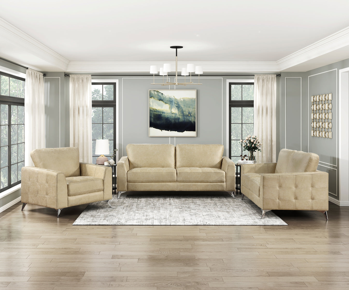 Homelegance Cazon Accent Chair in Sand Polished Microfiber 9637SND-1