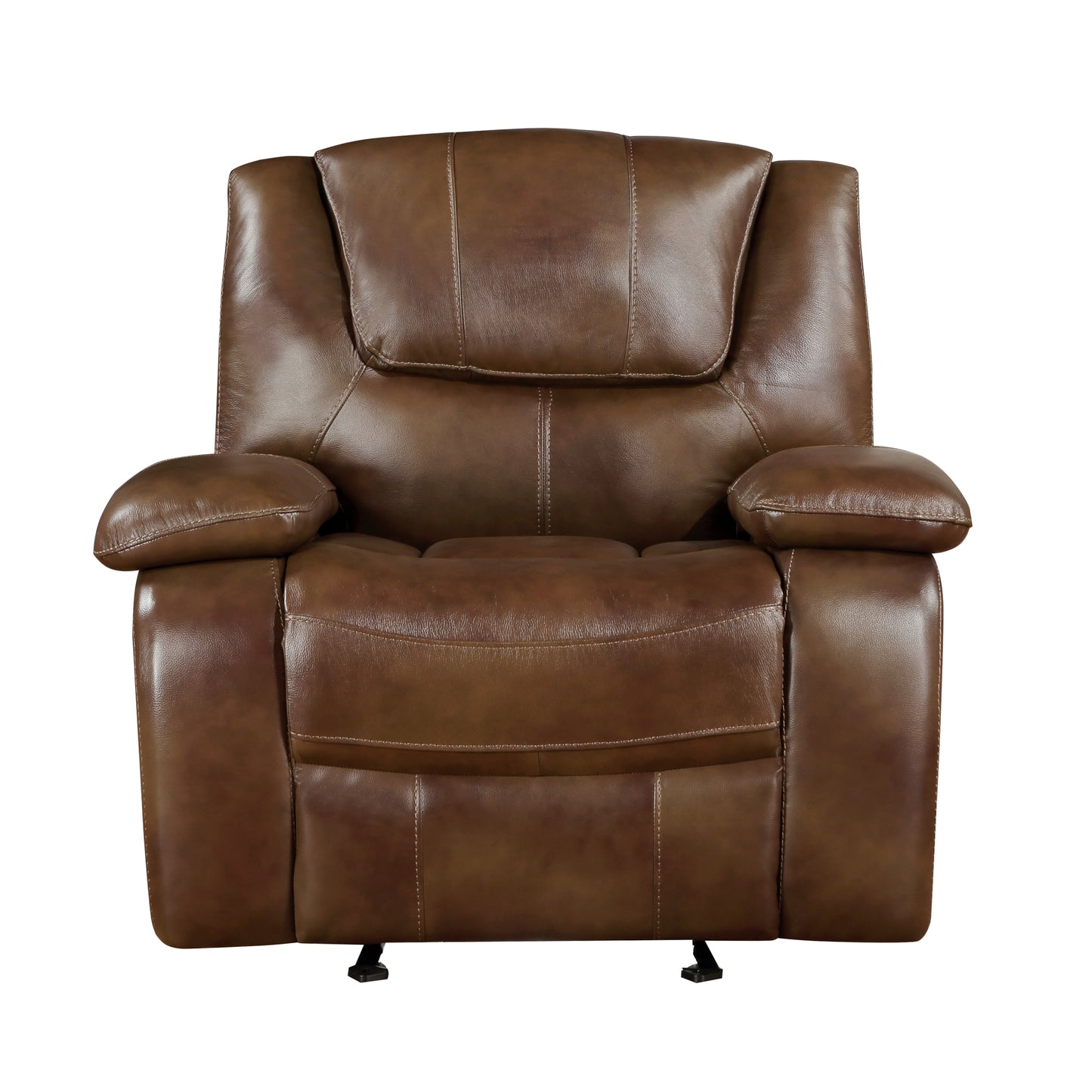 Homelegance Ellicott Glider Recliner Chair in Brown Leather 9639BR-1