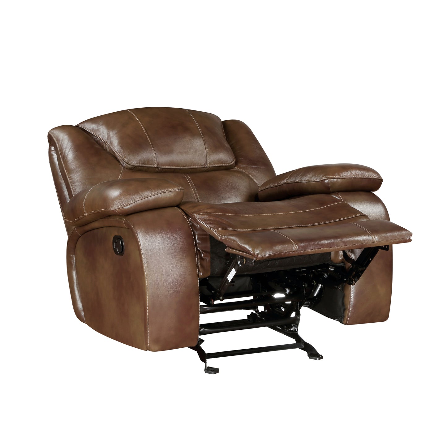 Homelegance Ellicott Glider Recliner Chair in Brown Leather 9639BR-1