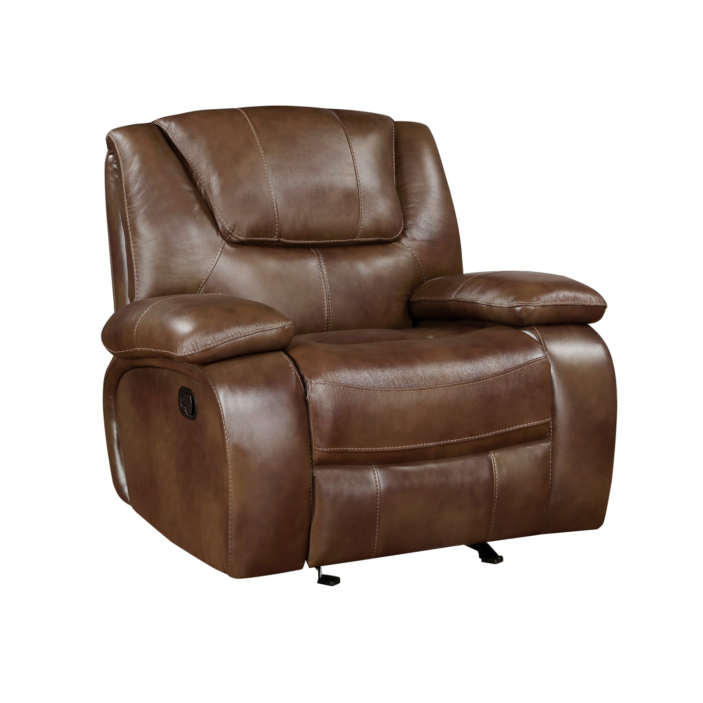 Homelegance Ellicott Glider Recliner Chair in Brown Leather 9639BR-1