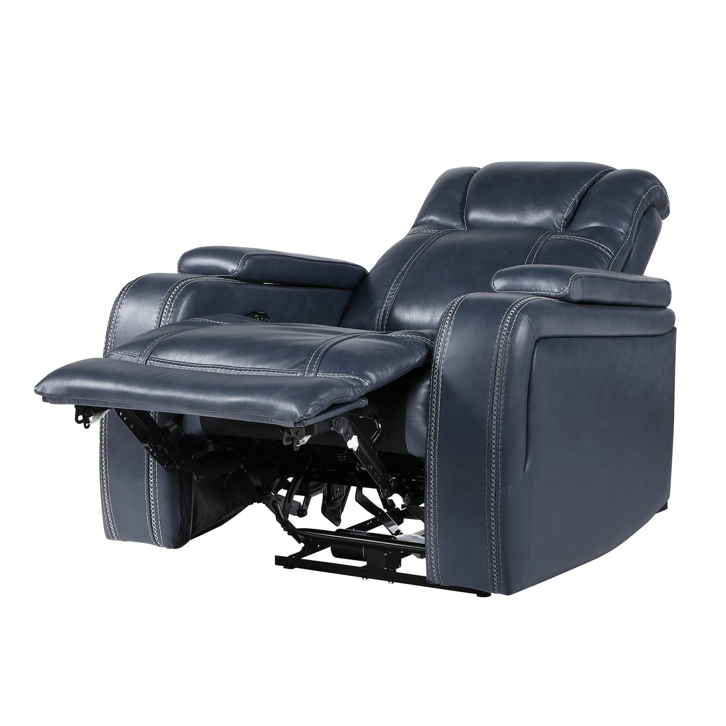 Homelegance Keziah Power Reclining Chair in Blue Top Grain Leather 9640BU-1PWH