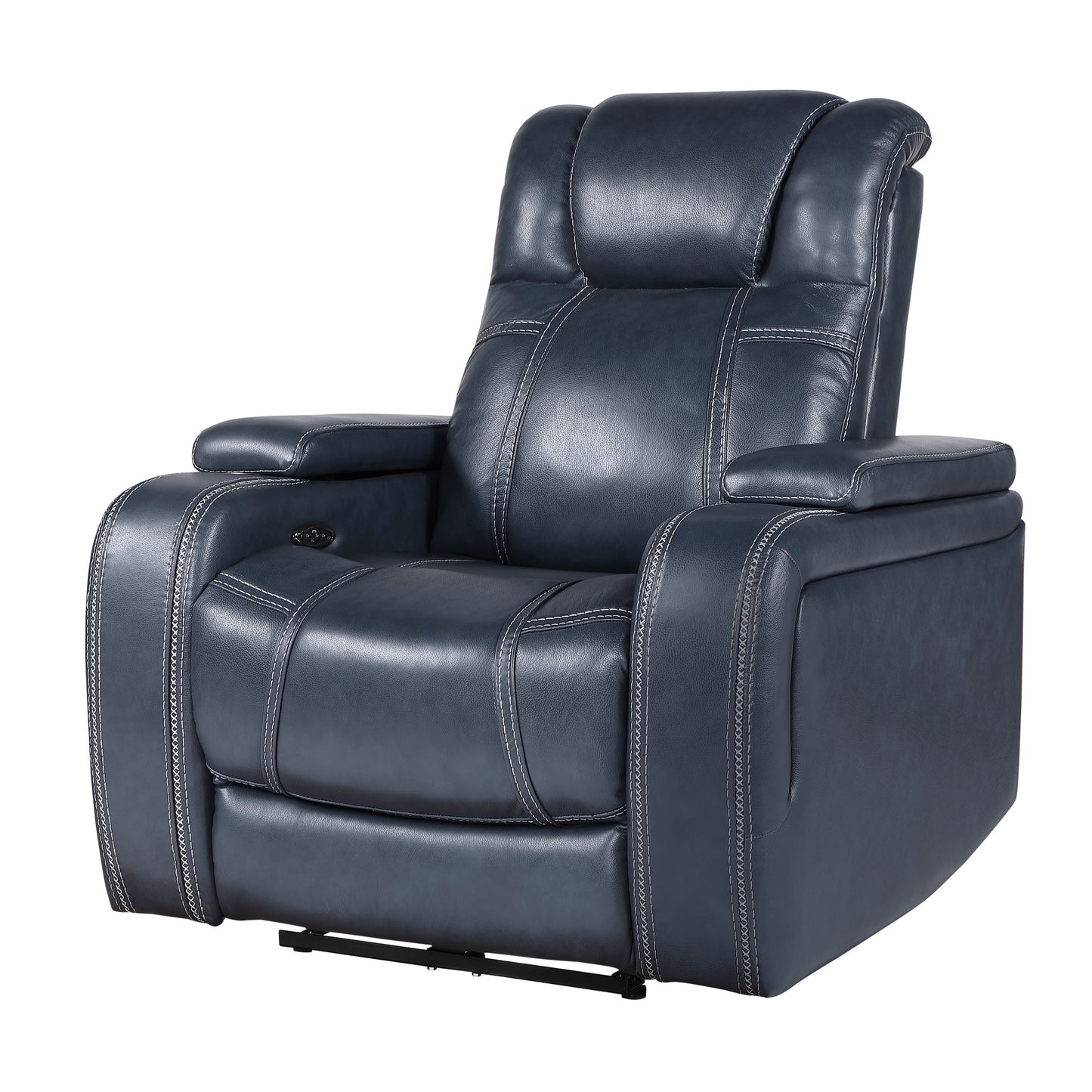 Homelegance Keziah Power Reclining Chair in Blue Top Grain Leather 9640BU-1PWH
