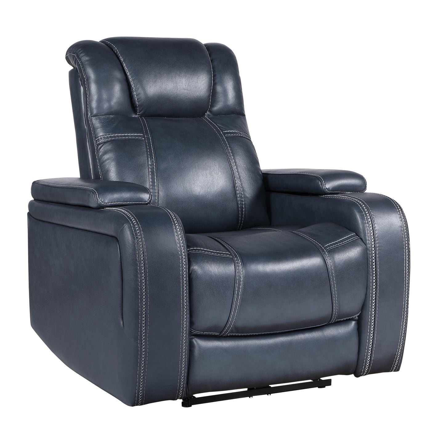 Homelegance Keziah Power Reclining Chair in Blue Top Grain Leather 9640BU-1PWH