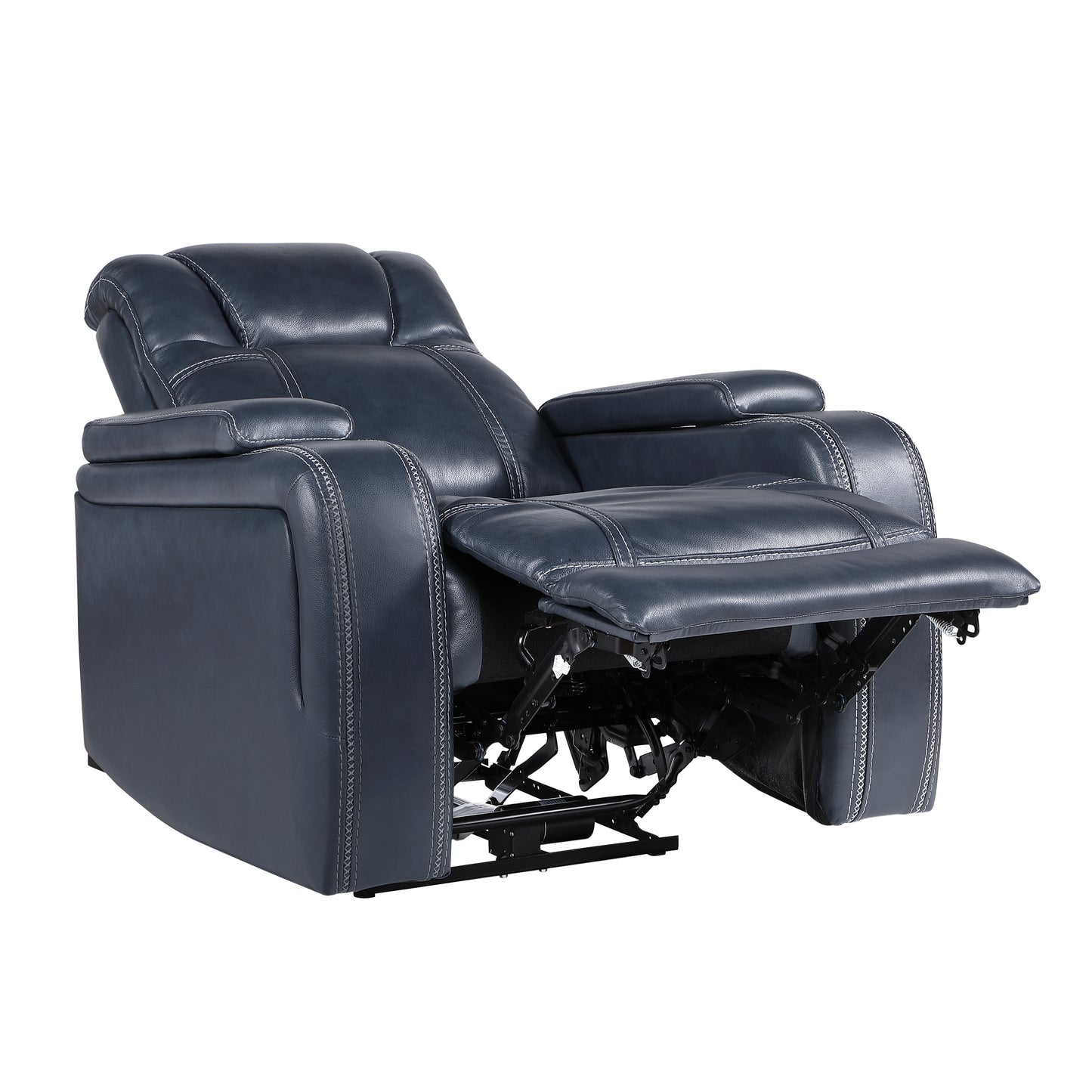 Homelegance Keziah Power Reclining Chair in Blue Top Grain Leather 9640BU-1PWH