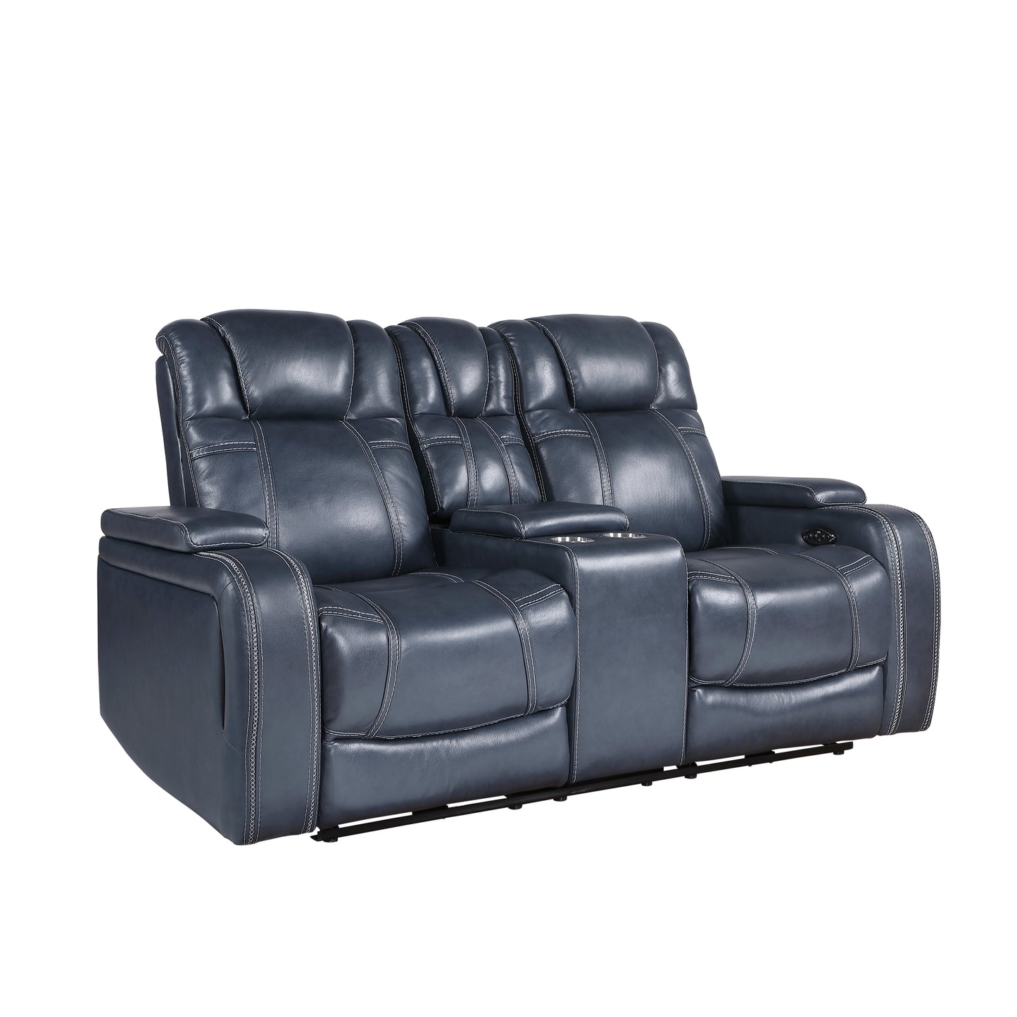 Homelegance Keziah Blue Power Reclining Loveseat with Center Console 9640BU-2PWH