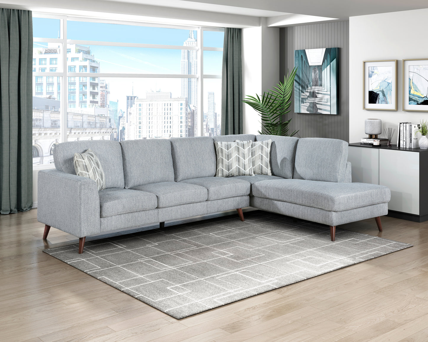 Homelegance Sectional Sofa in Gray with Chaise 9644BGY-23L5R