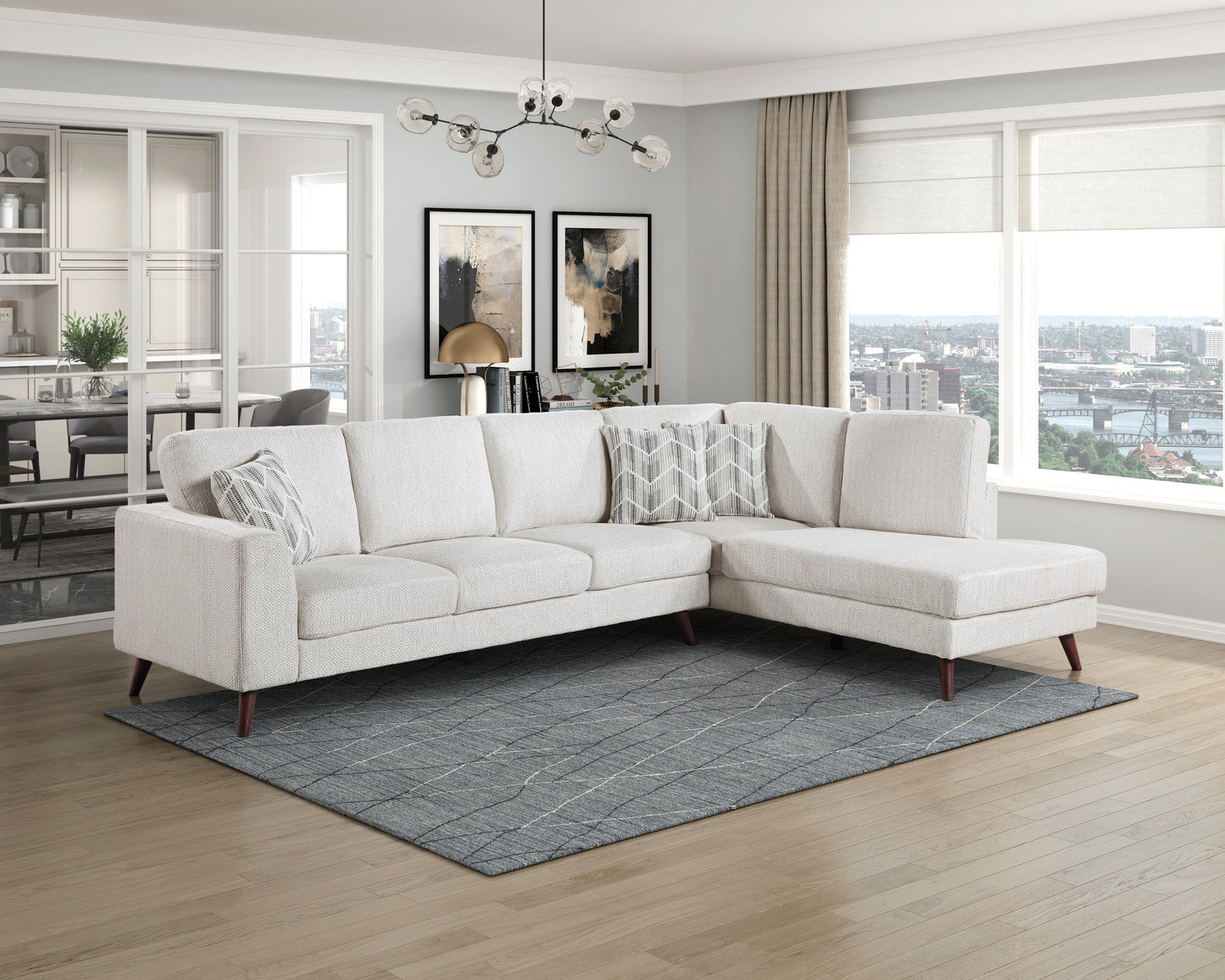 Homelegance Sectional Sofa in Stylish Velvet Gray 9644SVE-23L5R