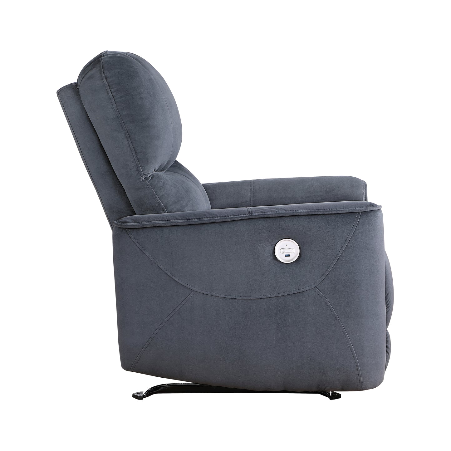 Homelegance Artem Reclining Chair Power Recliner in Dark Gray Velvet 9645DG-1PW