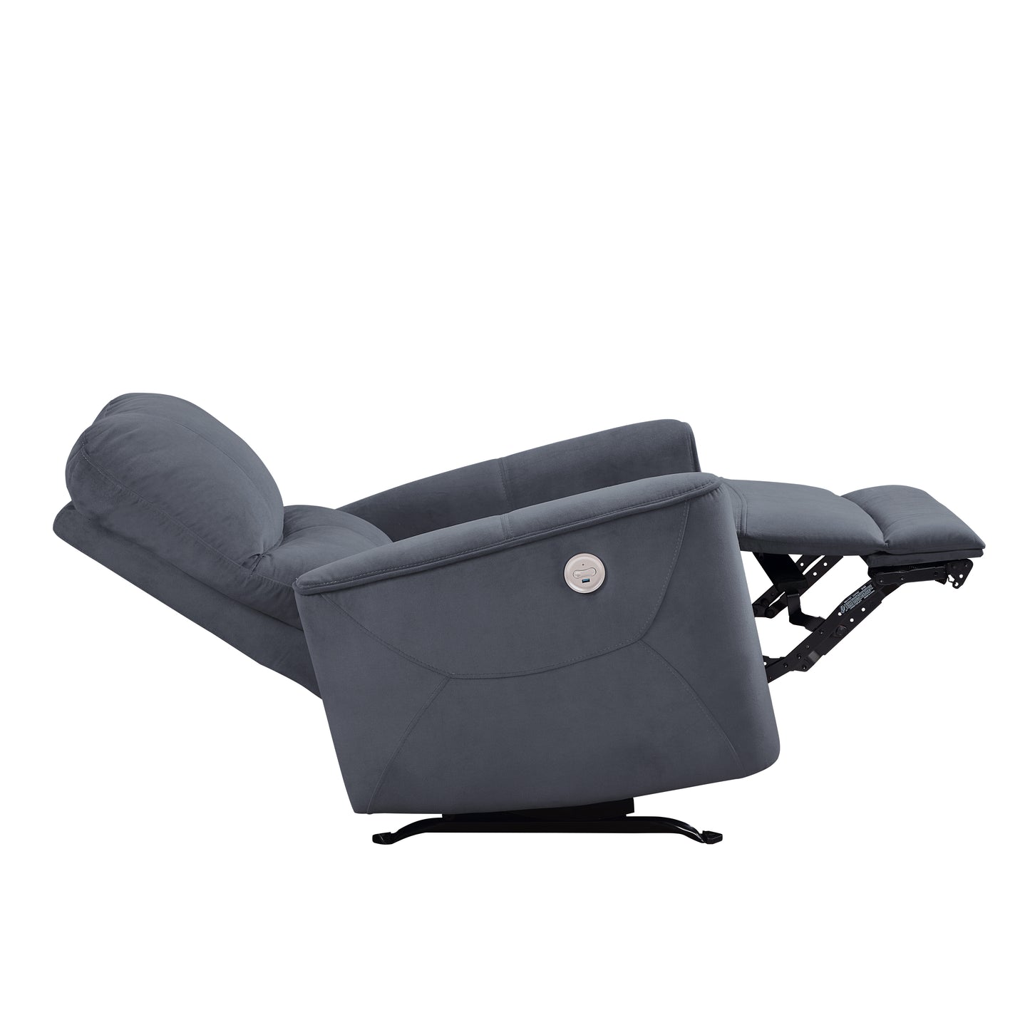Homelegance Artem Reclining Chair Power Recliner in Dark Gray Velvet 9645DG-1PW