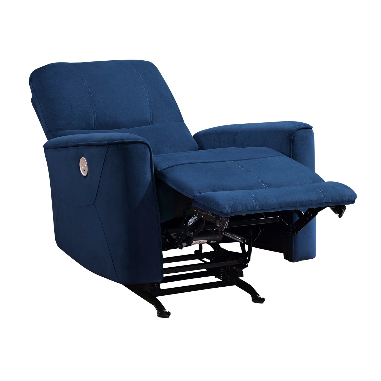 Homelegance Artem Reclining Chair Power Recliner in Navy Velvet 9645NV-1PW