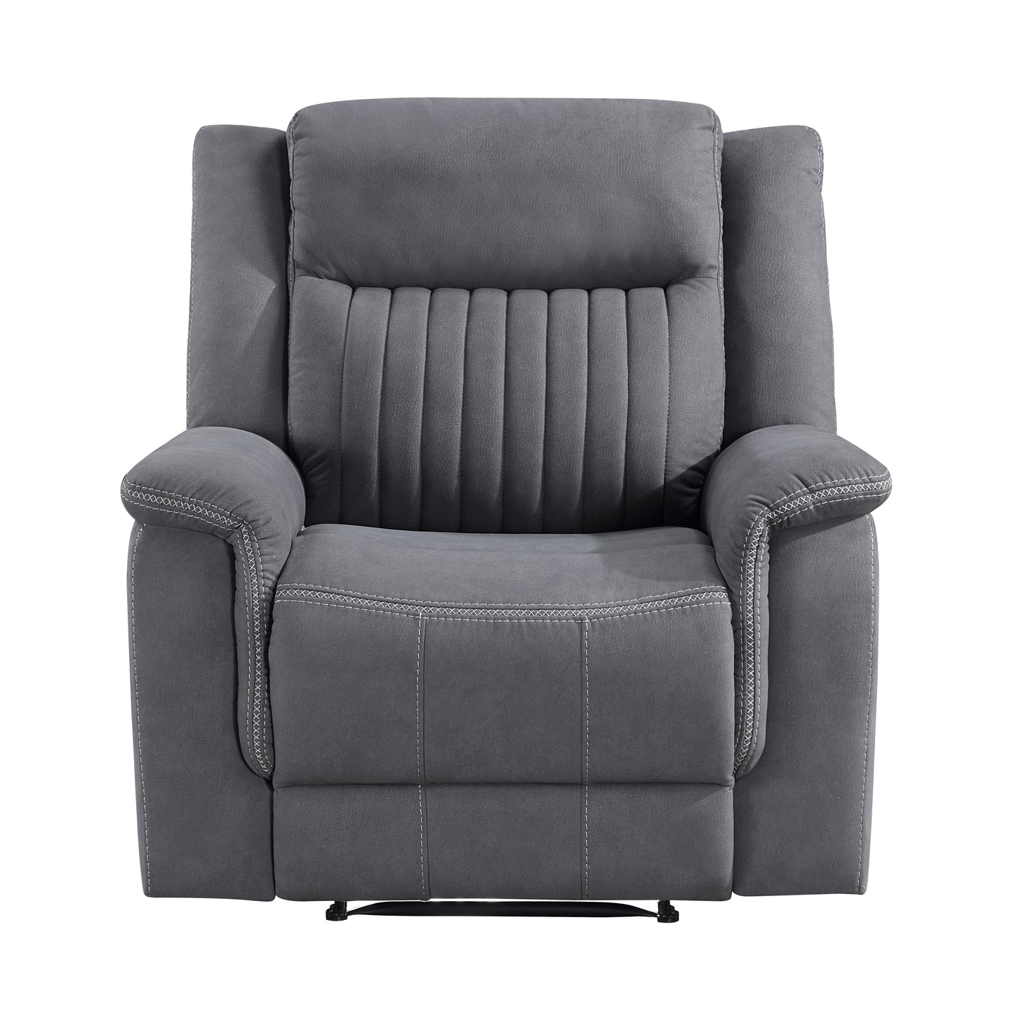 Homelegance Dean Reclining Chair in Gray Polished Microfiber with Contrast Piping 9646GY-1