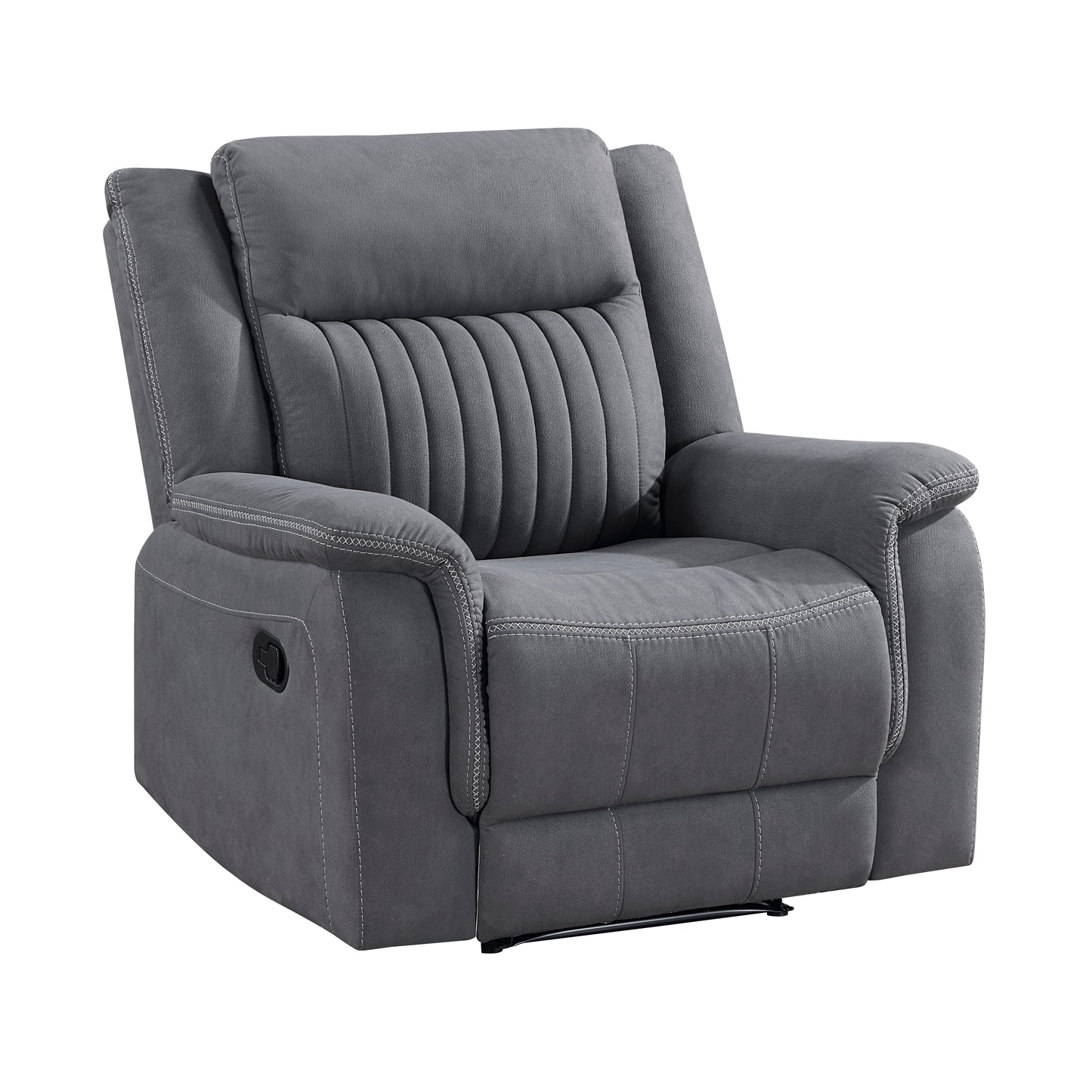 Homelegance Dean Reclining Chair in Gray Polished Microfiber with Contrast Piping 9646GY-1
