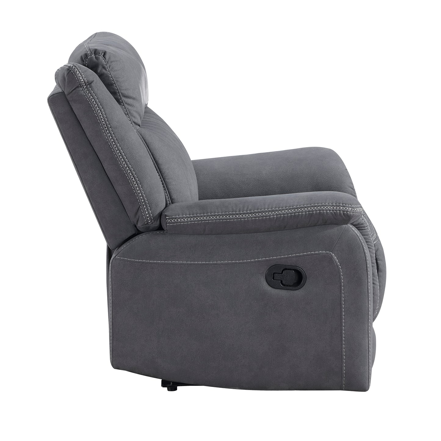 Homelegance Dean Reclining Chair in Gray Polished Microfiber with Contrast Piping 9646GY-1