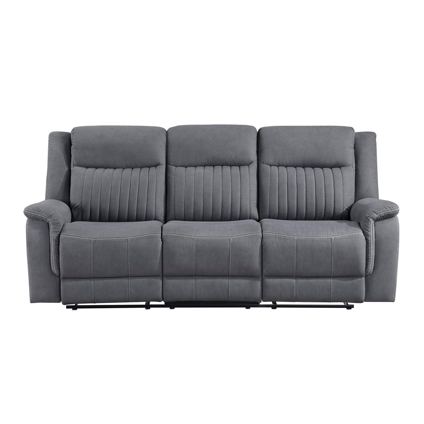 Homelegance Dean Sectional Sofa Gray Polished Microfiber Double Recliner 9646GY-3