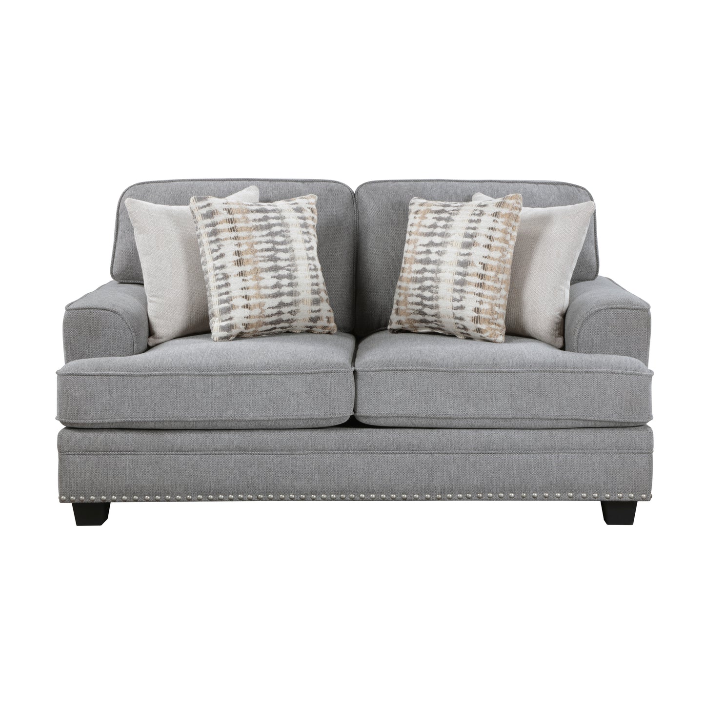 Homelegance Bradford Loveseat in Gray Chenille with Nailhead Trim 9648GY-2
