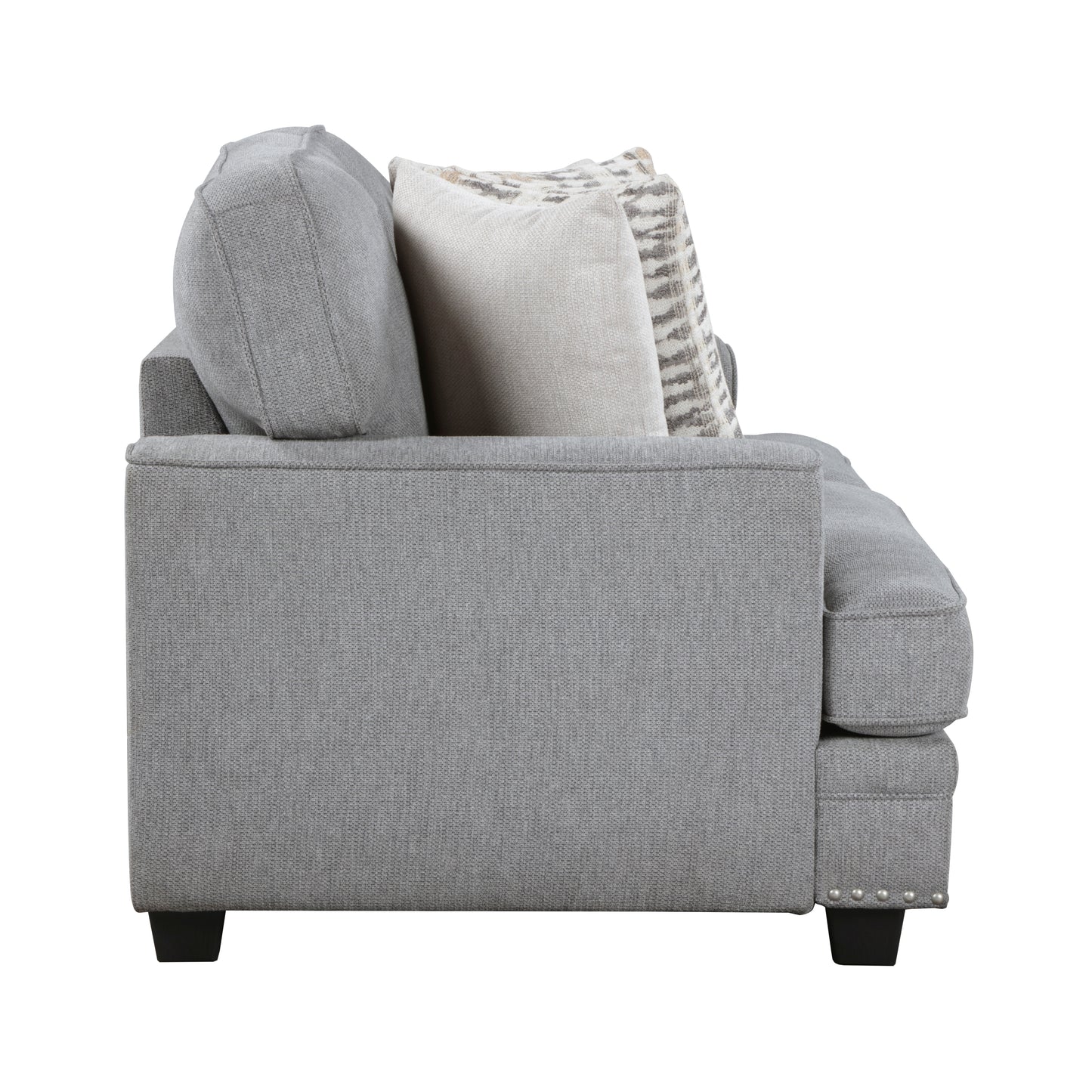 Homelegance Bradford Loveseat in Gray Chenille with Nailhead Trim 9648GY-2