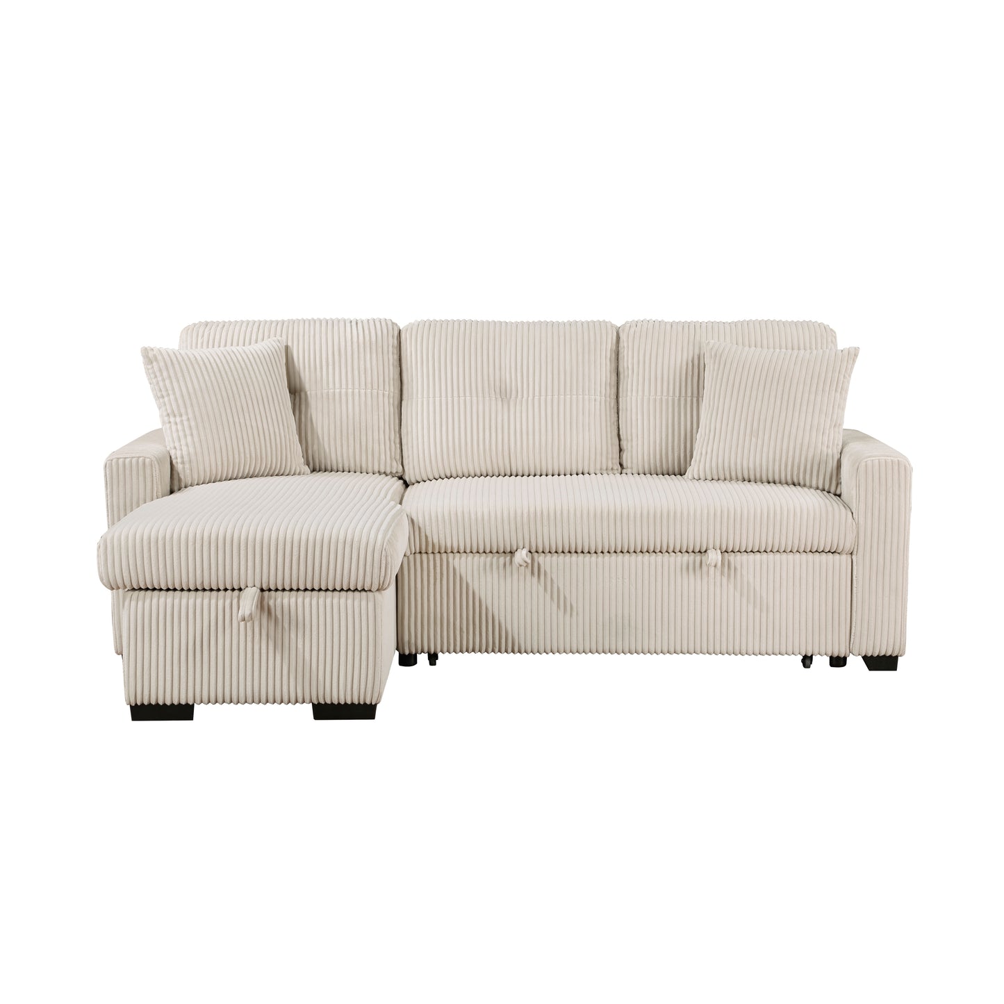 Homelegance Rhett Sectional Sofa Beige with Pull-Out Bed and Hidden Storage 9649BE-SC