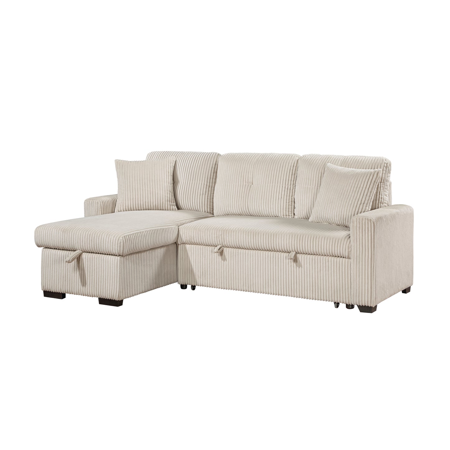 Homelegance Rhett Sectional Sofa Beige with Pull-Out Bed and Hidden Storage 9649BE-SC
