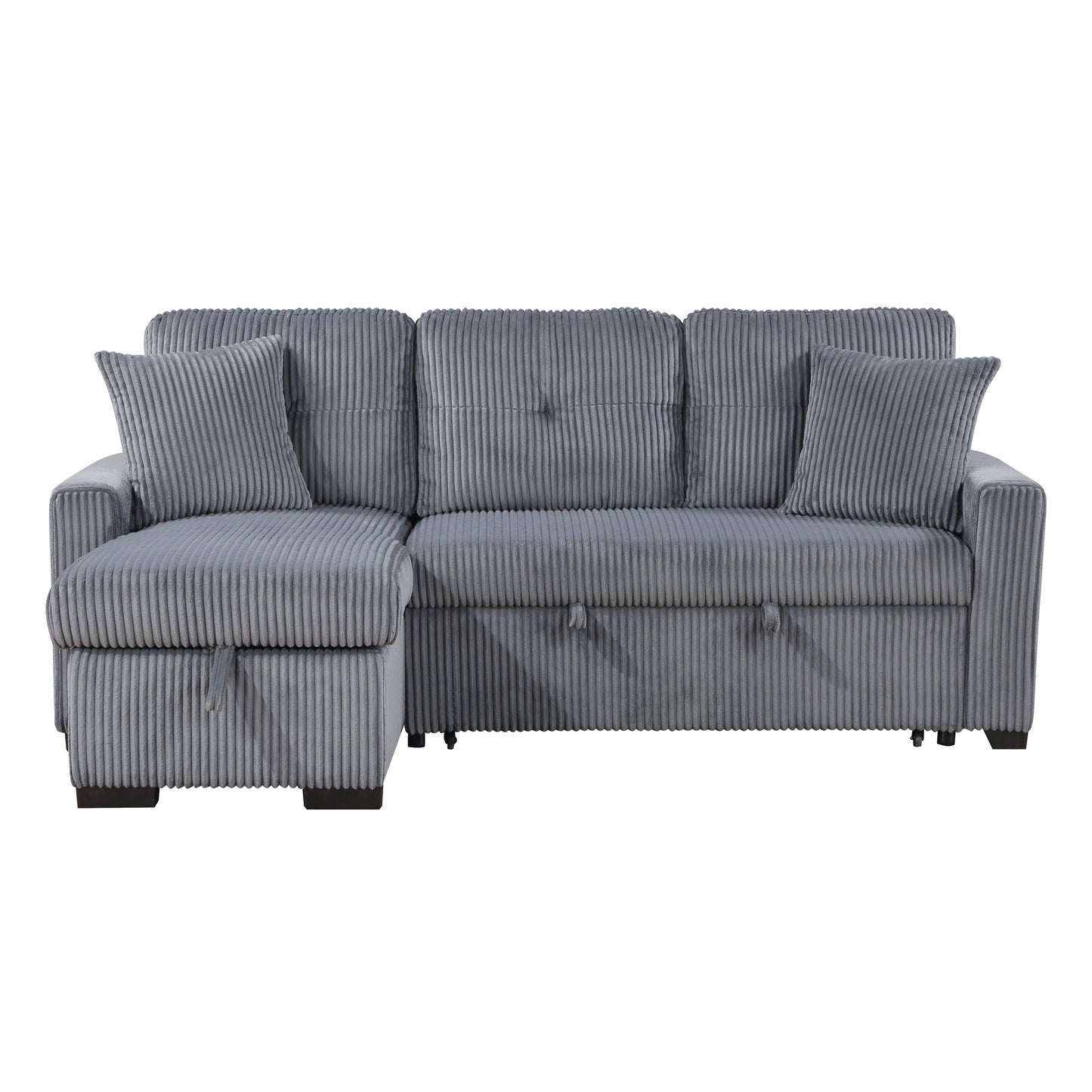 Homelegance Rhett Dark Gray Corduroy 3-Piece Reversible Sectional Sofa 9649DG-SC