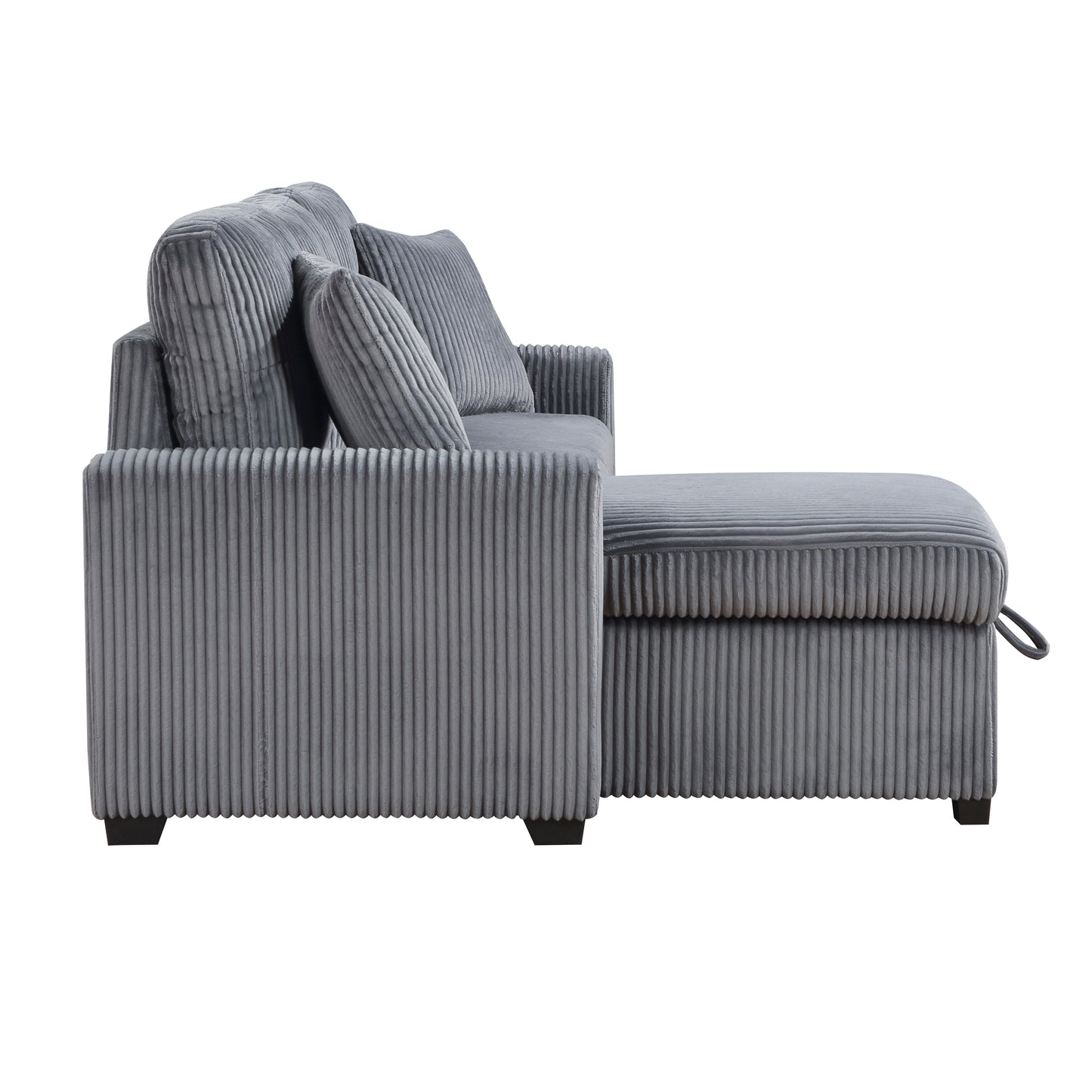 Homelegance Rhett Dark Gray Corduroy 3-Piece Reversible Sectional Sofa 9649DG-SC