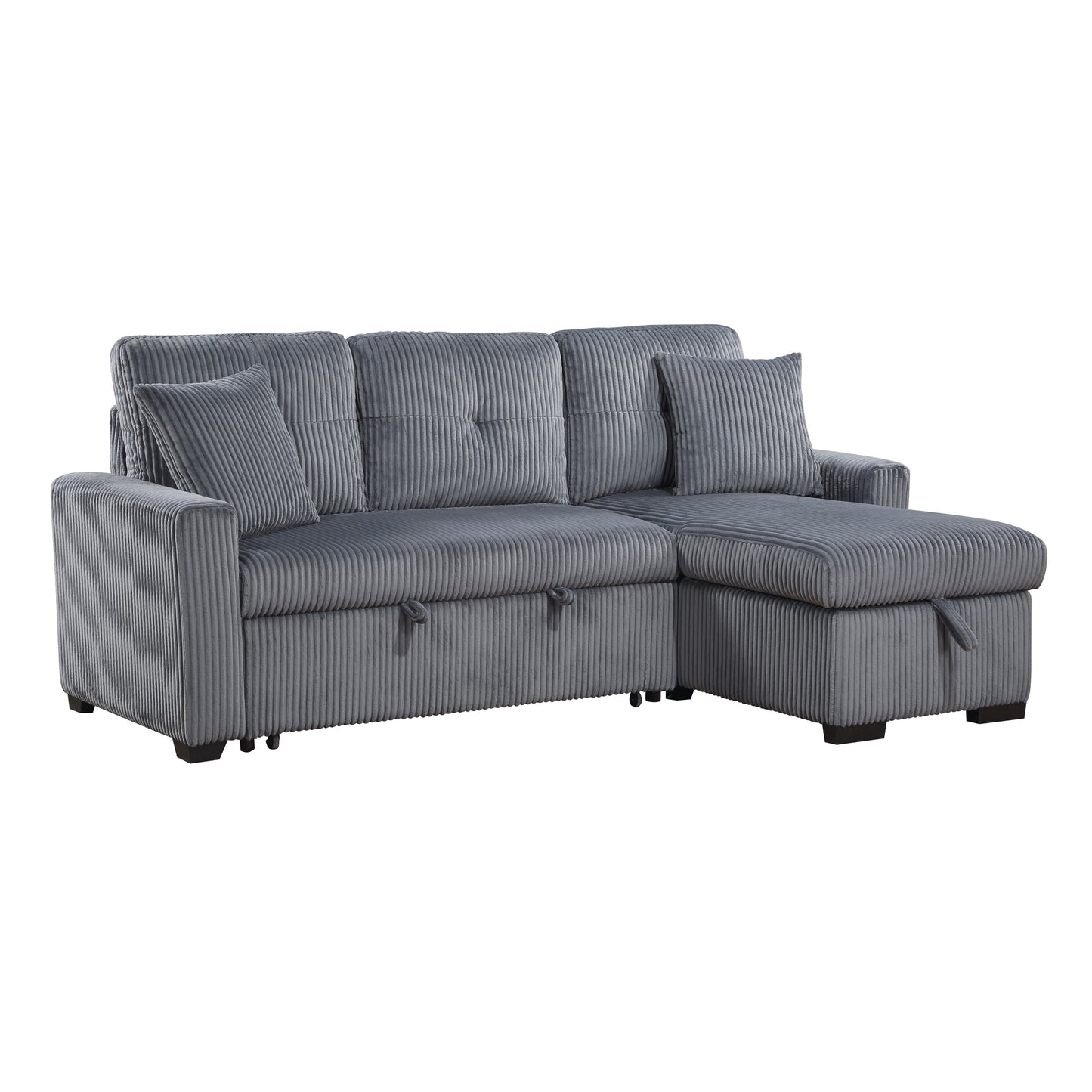Homelegance Rhett Dark Gray Corduroy 3-Piece Reversible Sectional Sofa 9649DG-SC