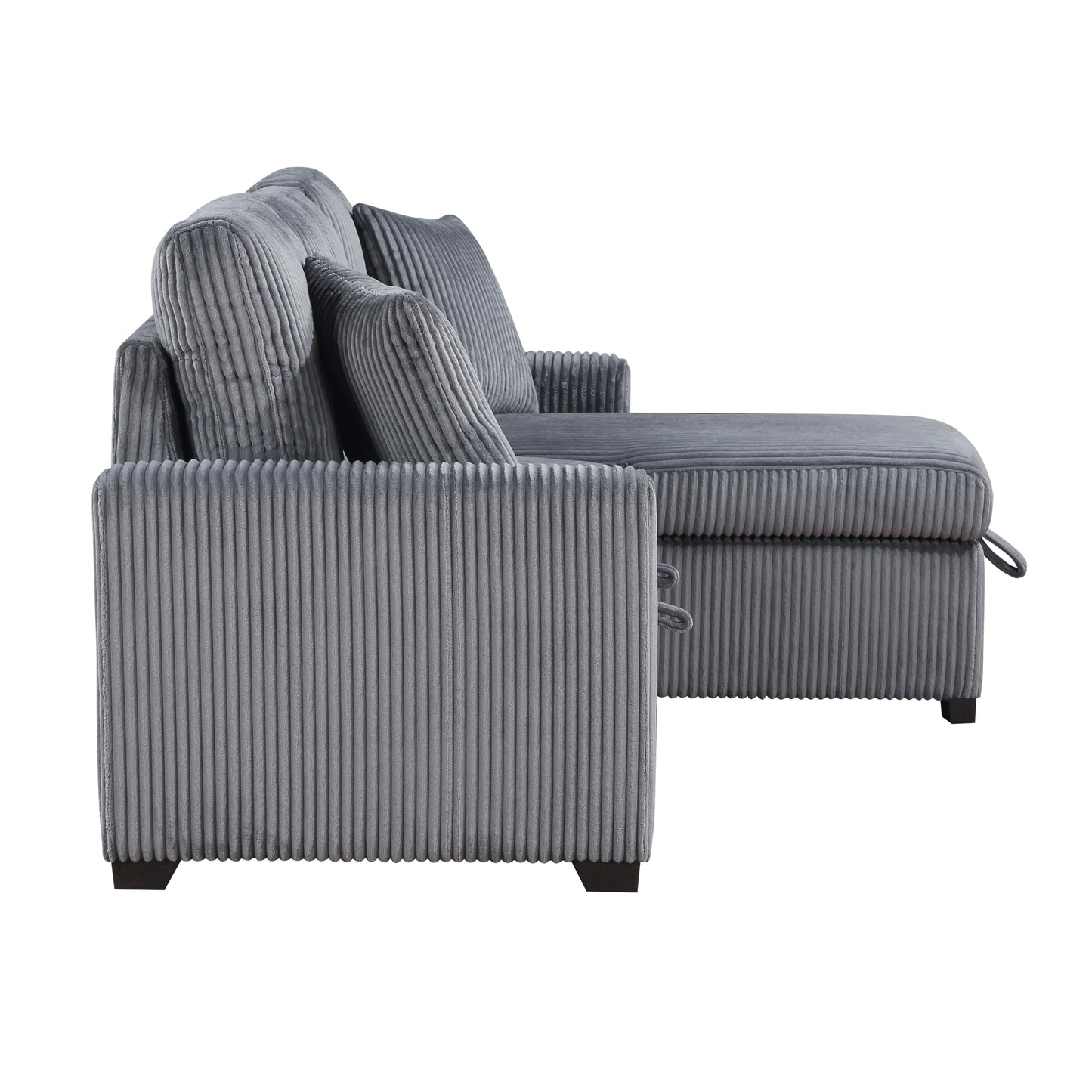 Homelegance Rhett Dark Gray Corduroy 3-Piece Reversible Sectional Sofa 9649DG-SC