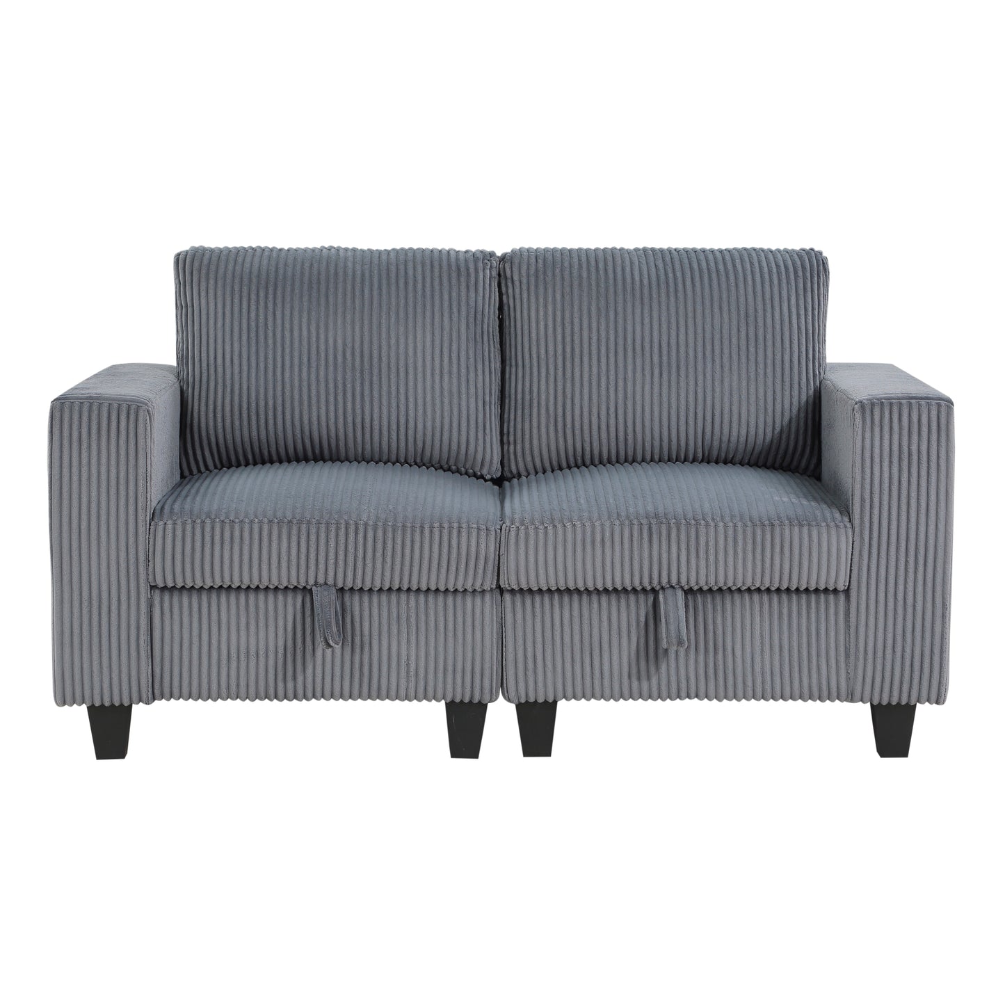 Homelegance Walterboro Loveseat Dark Gray Corduroy with Hidden Storage 9650DG-2