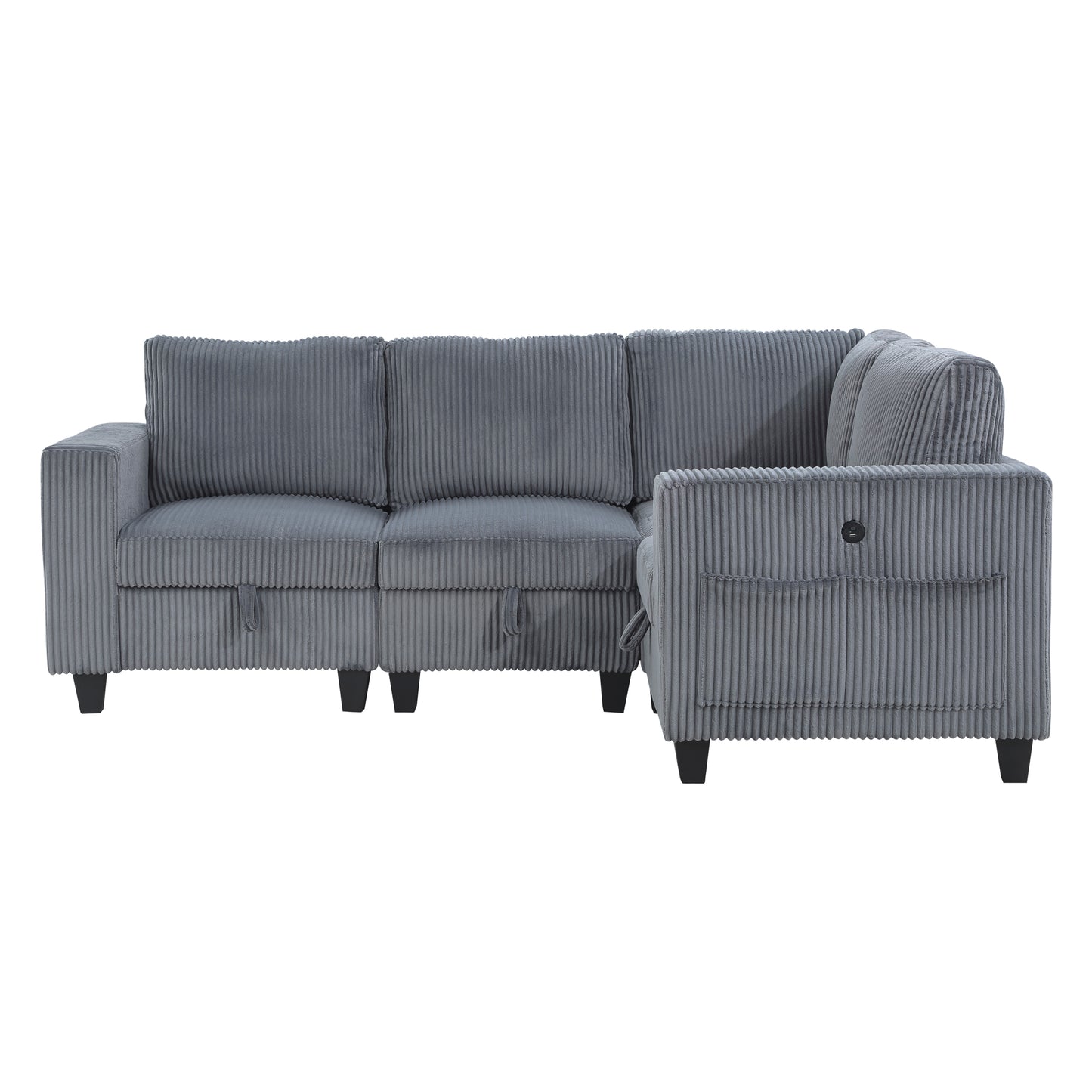 Homelegance Walterboro Sectional Sofa in Dark Gray 9650DG-4SC