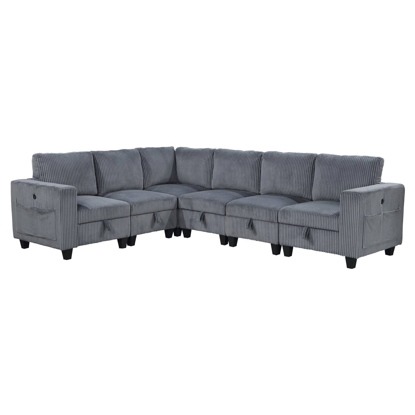 Homelegance Walterboro Sectional Sofa in Dark Gray 9650DG-6SC