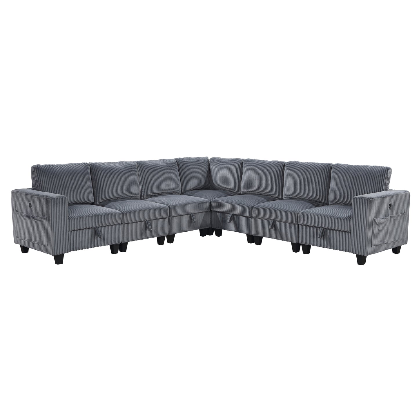 Homelegance Walterboro Sectional Sofa in Dark Gray 9650DG-7SC