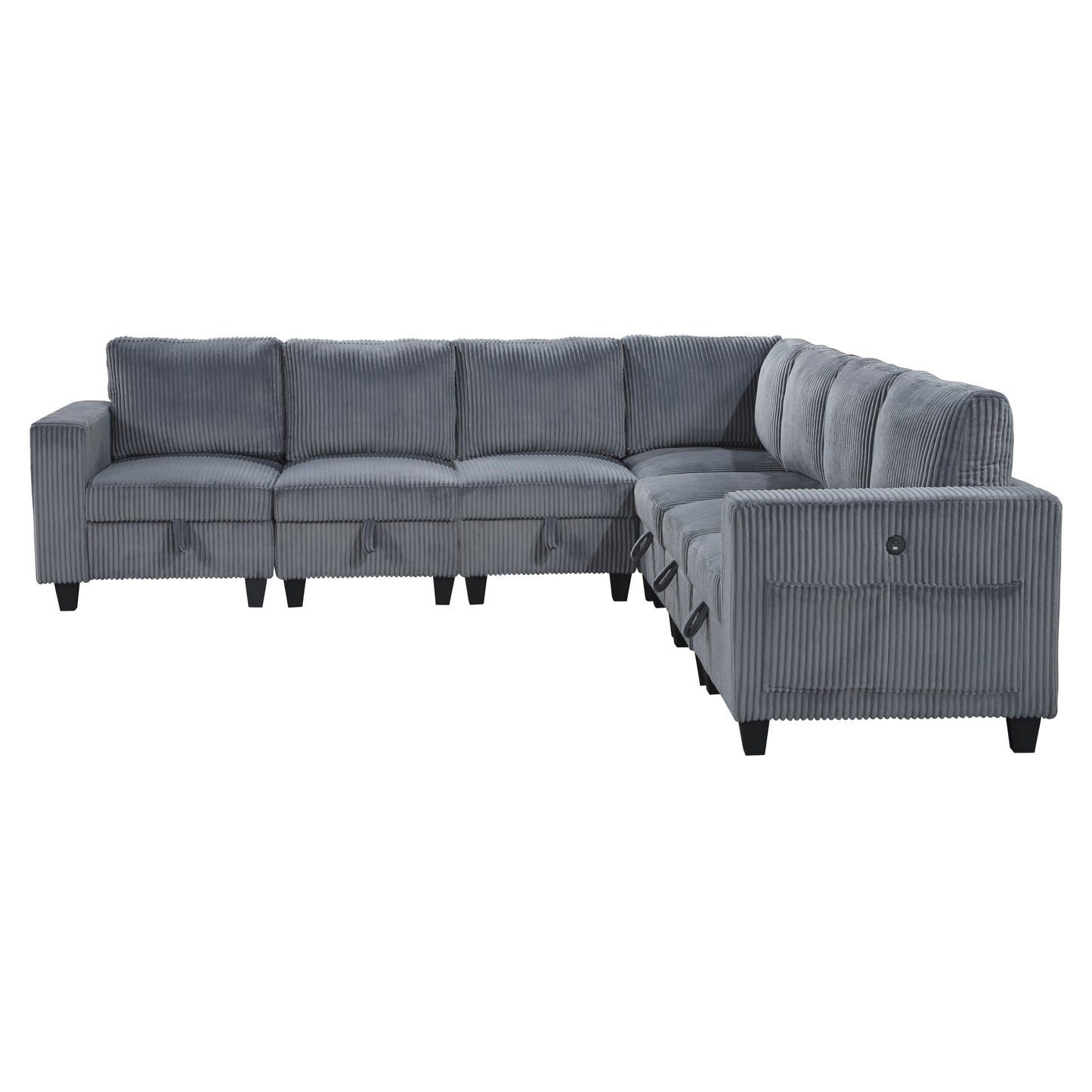Homelegance Walterboro Sectional Sofa in Dark Gray 9650DG-7SC