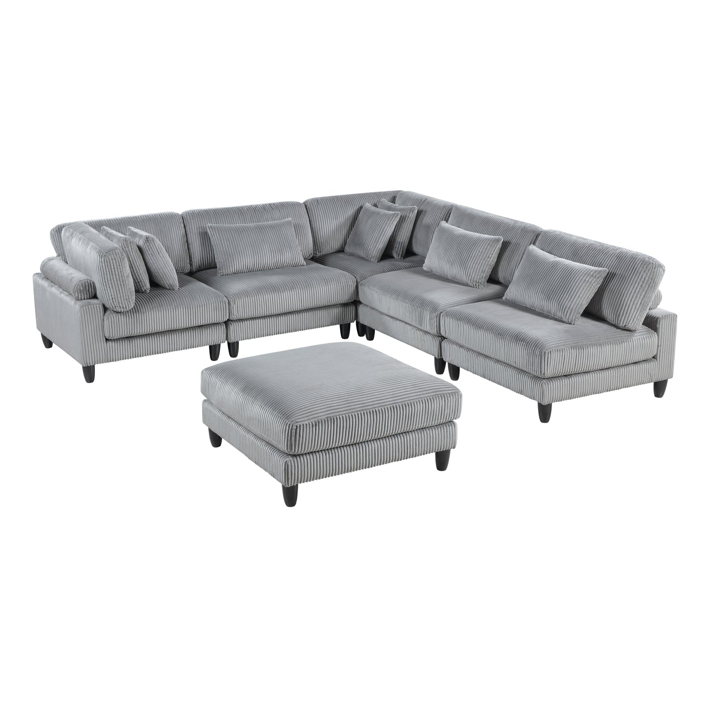 Homelegance Sectional Sofa Gray Fabric Modern Design 9688GY-62CR3ACOT