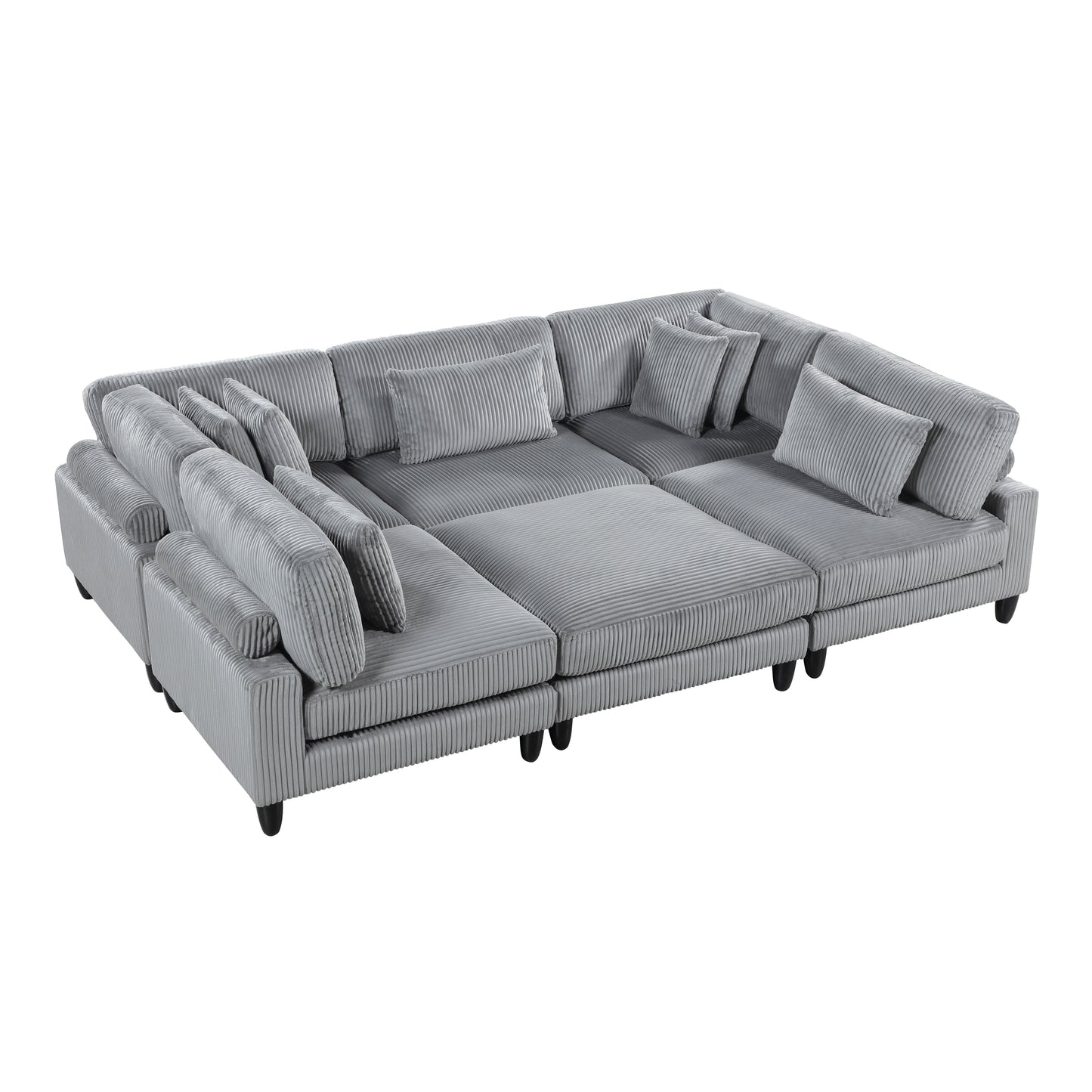 Homelegance Sectional Sofa Gray Fabric Modern Design 9688GY-62CR3ACOT