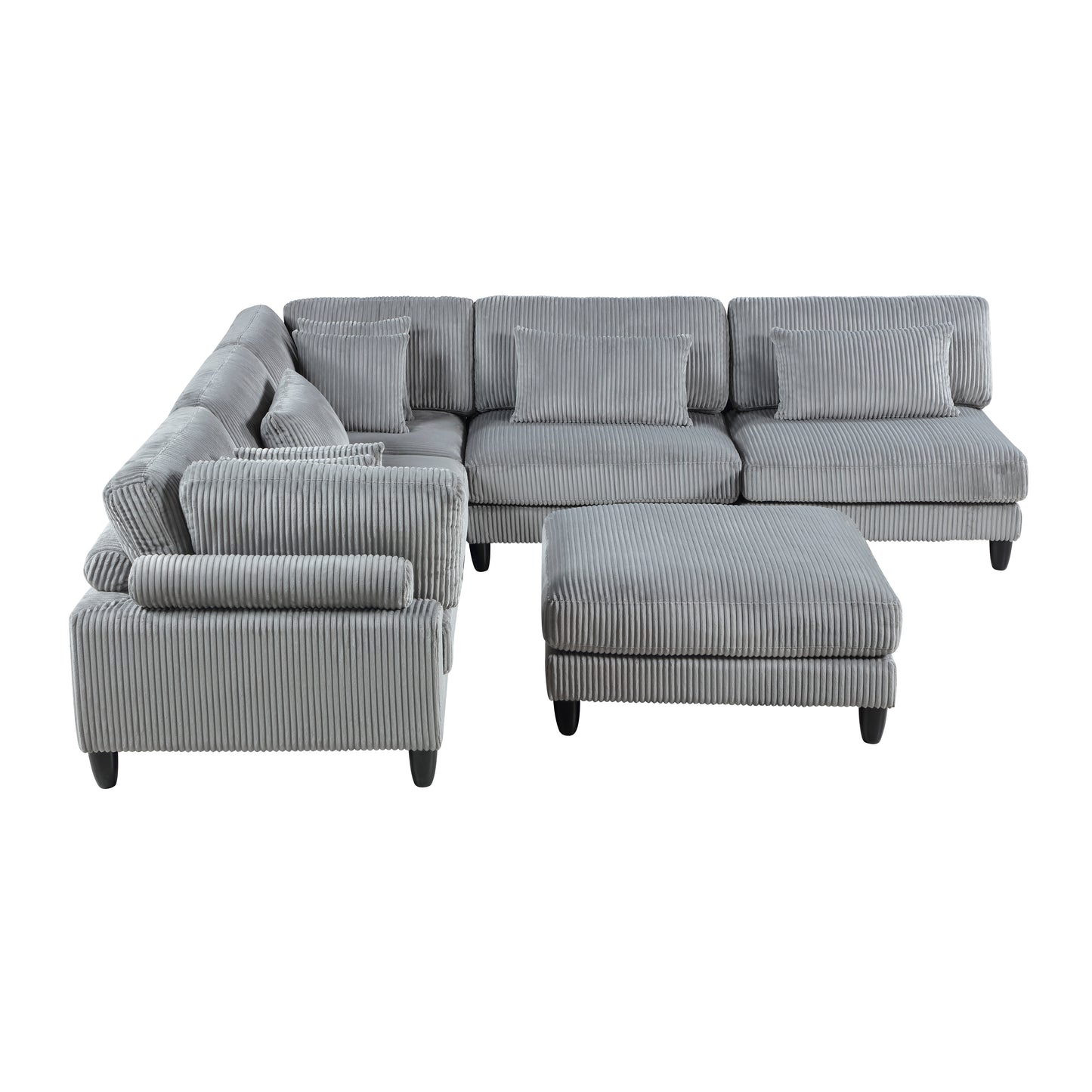 Homelegance Sectional Sofa Gray Fabric Modern Design 9688GY-62CR3ACOT