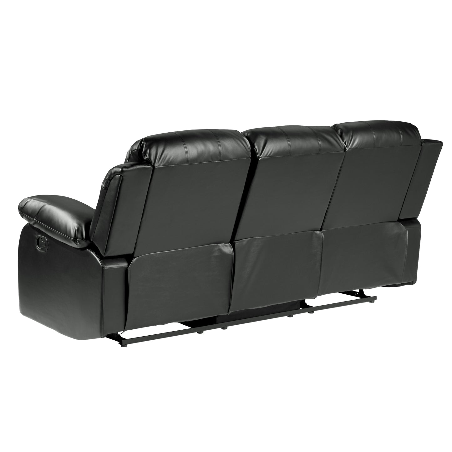 Homelegance Cranley Sectional Sofa Black Faux Leather Double Recliner 9700BLK-3